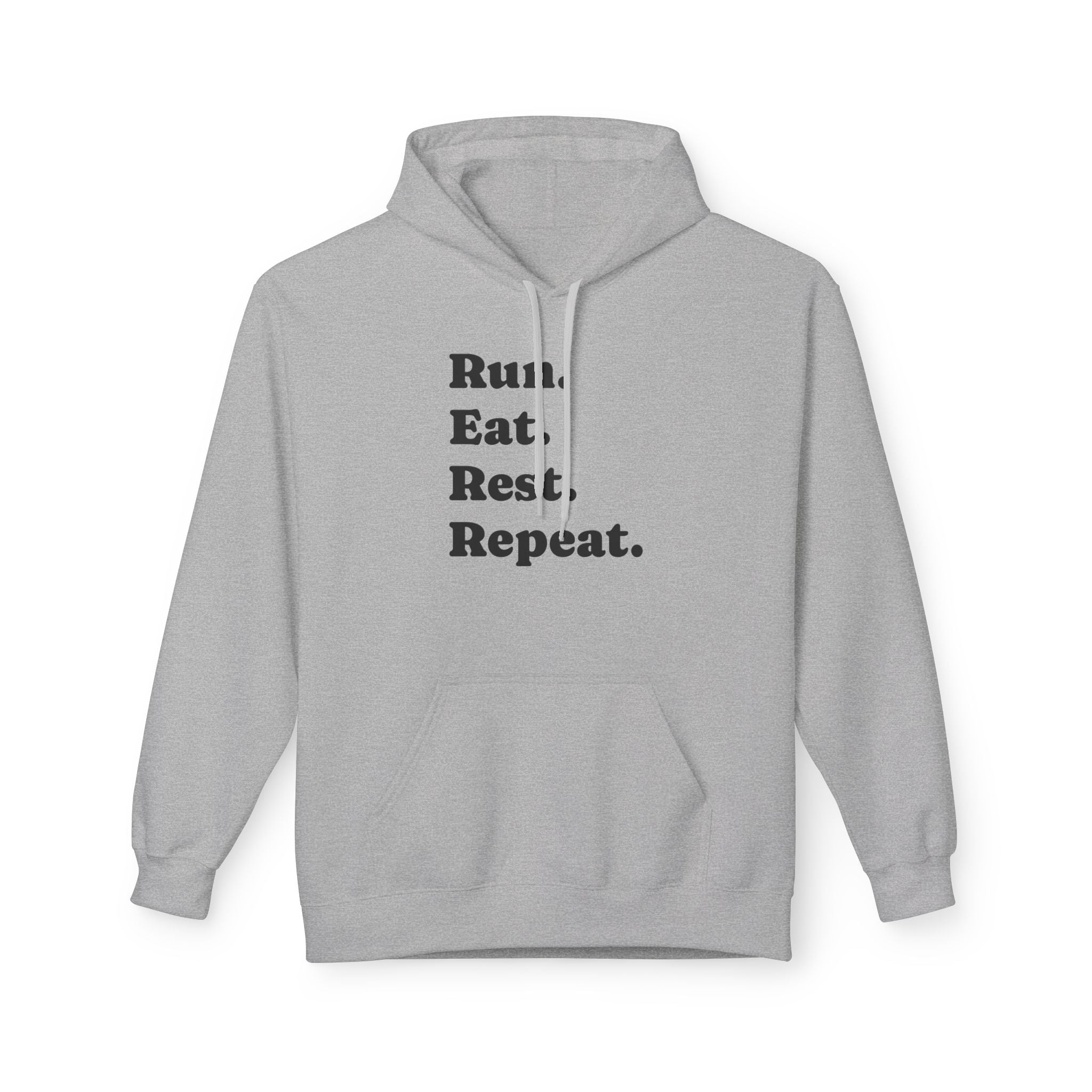 Run. Eat. Rest. Repeat. Hoodie — Minimalist Runner Sweatshirt