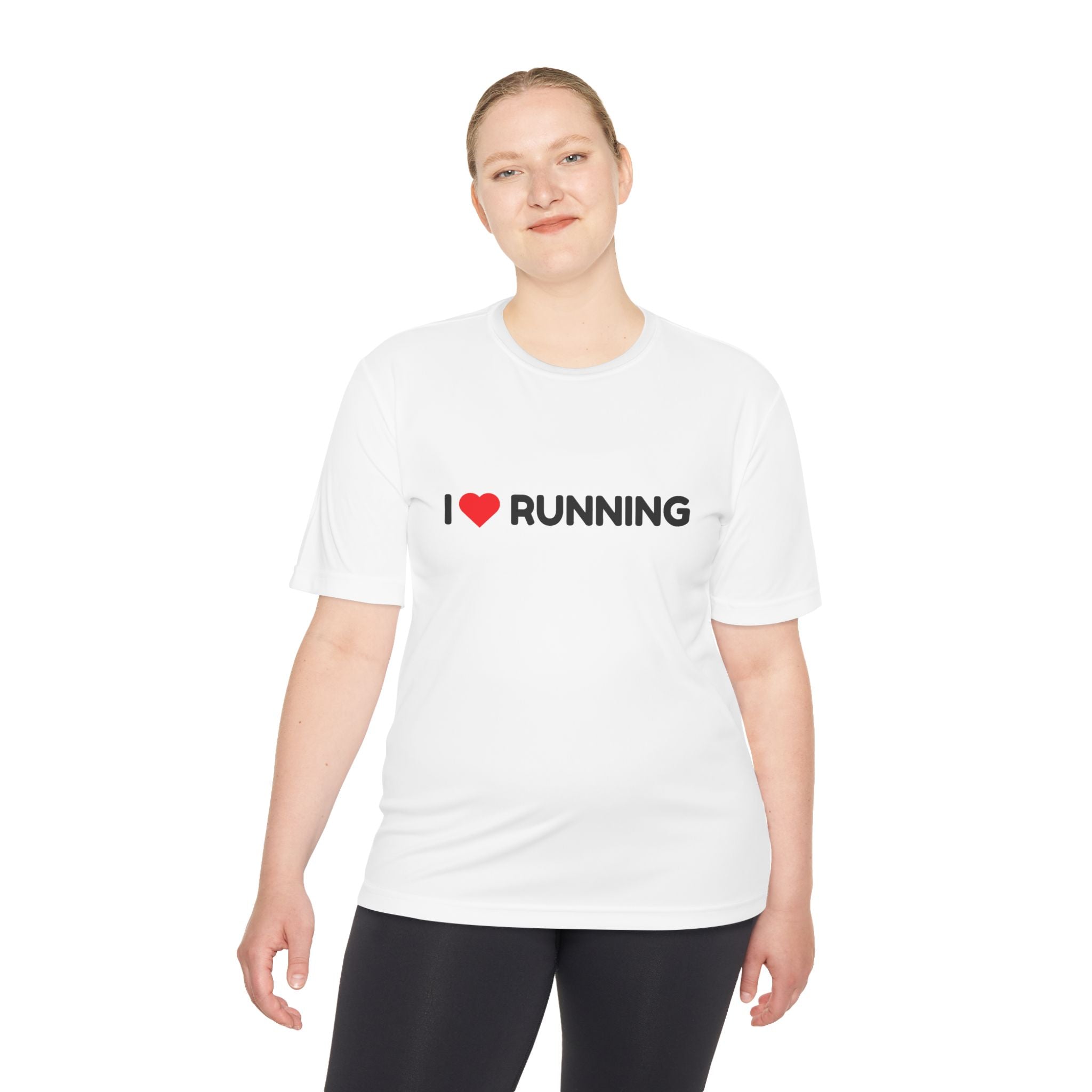 I Love Running Moisture-Wicking Tee — Lightweight Race & Training Shirt