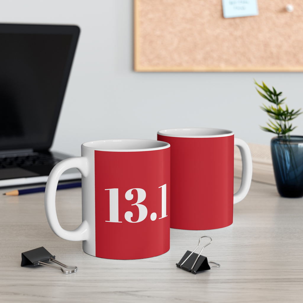 13.1 Marathon Runner Mug – Red Ceramic 11oz Gift for Half Marathoners - Best Run Yet Apparel and Gifts
