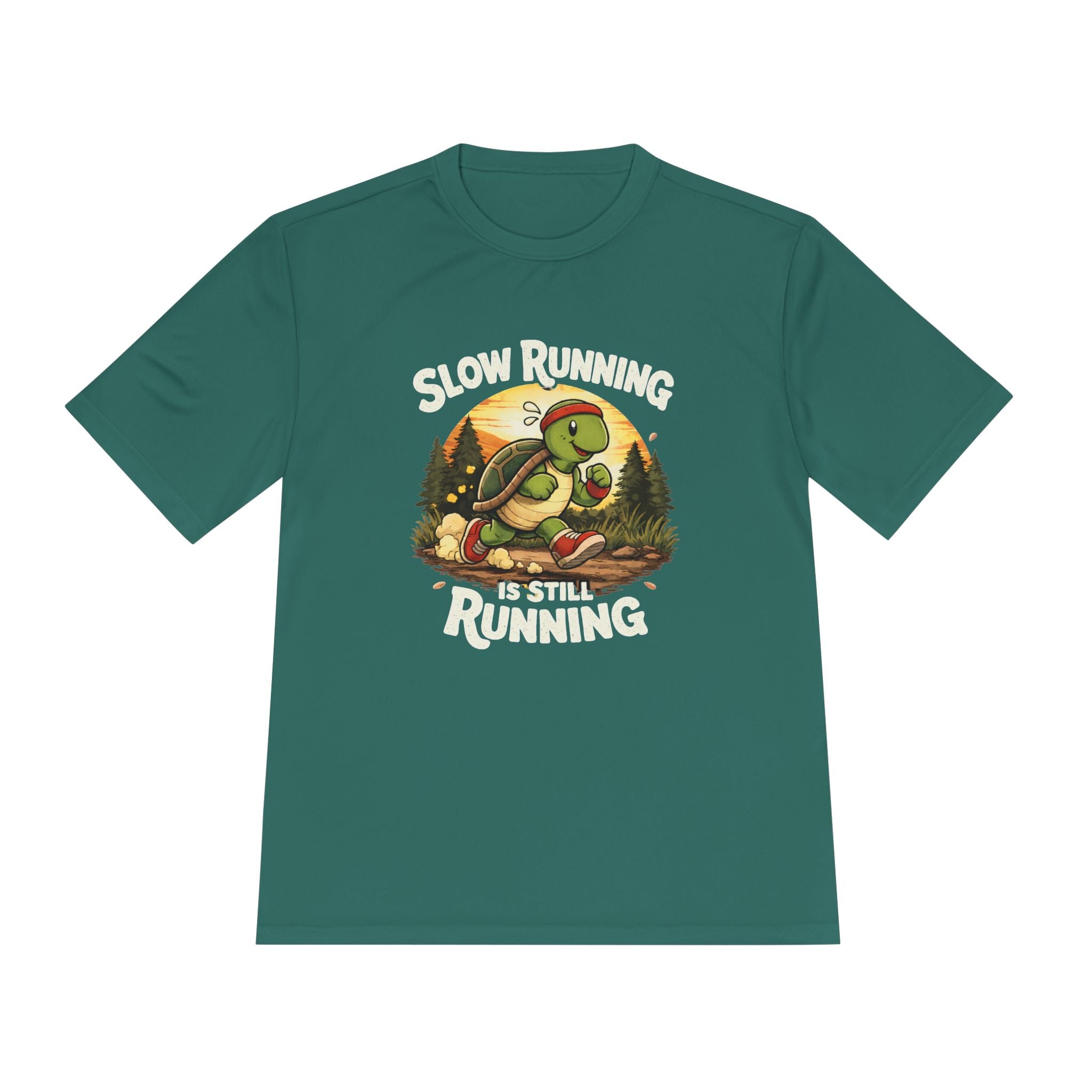 Running Turtle Tee — "Slow Running, I’m Still Running" Moisture‑Wicking Shirt (Back: "Catch Me If You Can")