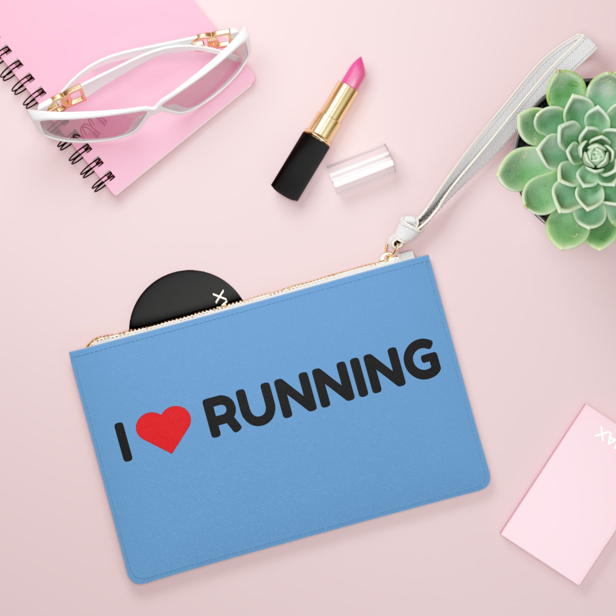 I Heart Running Clutch Bag — Runner Wristlet Pouch for Race Day & Everyday