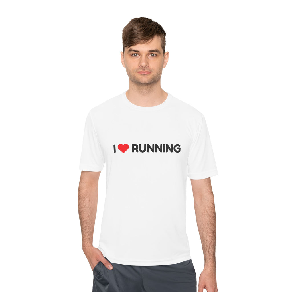 I Love Running Moisture-Wicking Tee — Lightweight Race & Training Shirt
