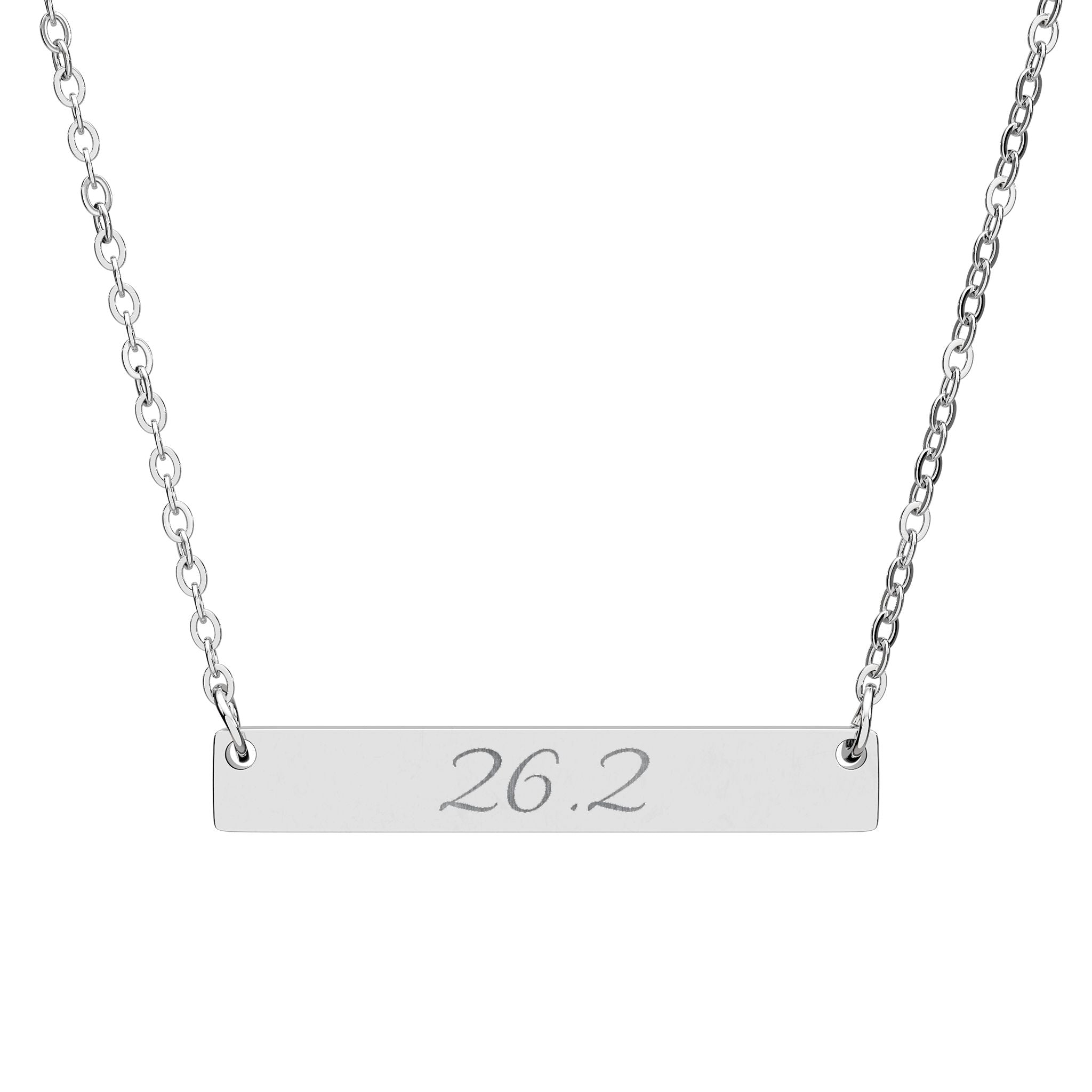 Engraved Bar Necklace — Personalized Horizontal Pendant (e.g., "26.2") - Best Run Yet Apparel and Gifts