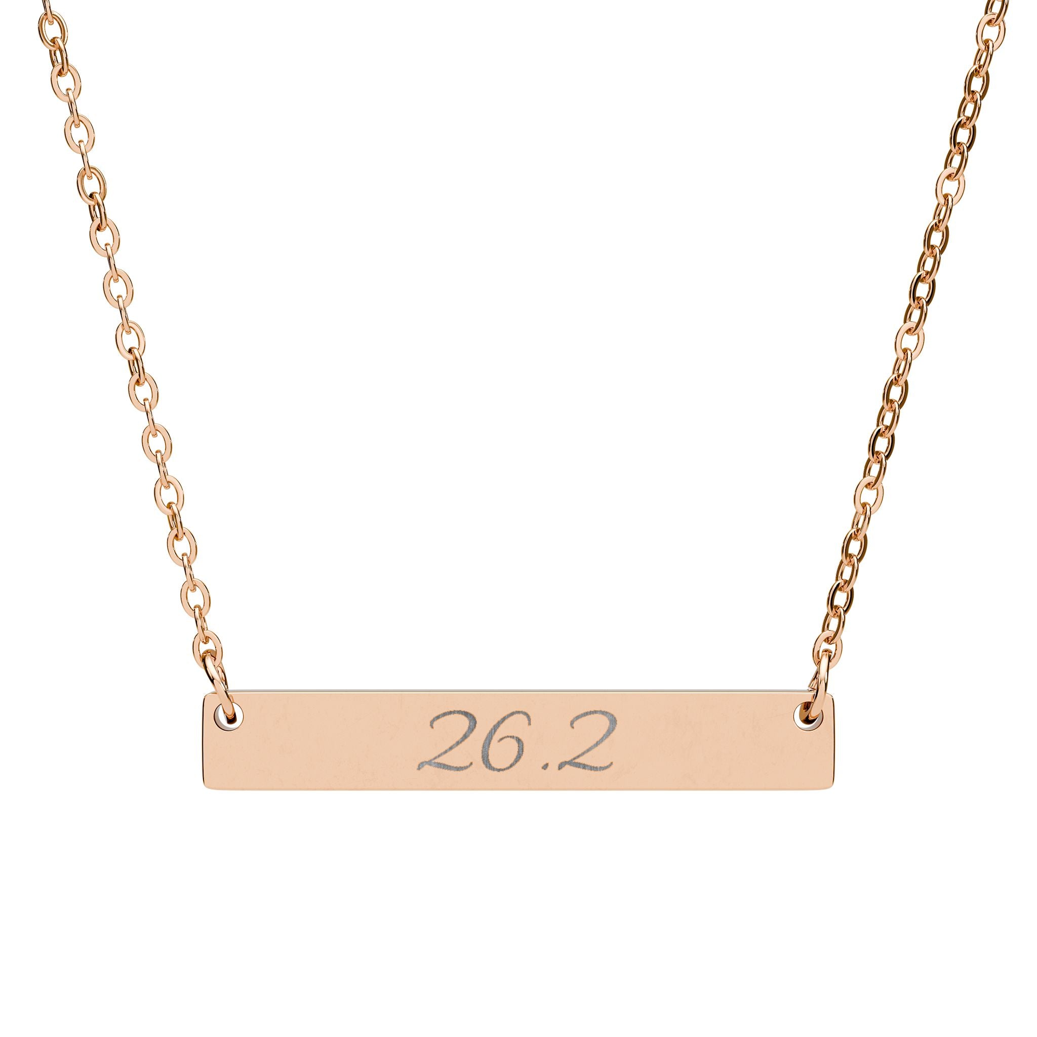 Engraved Bar Necklace — Personalized Horizontal Pendant (e.g., "26.2") - Best Run Yet Apparel and Gifts