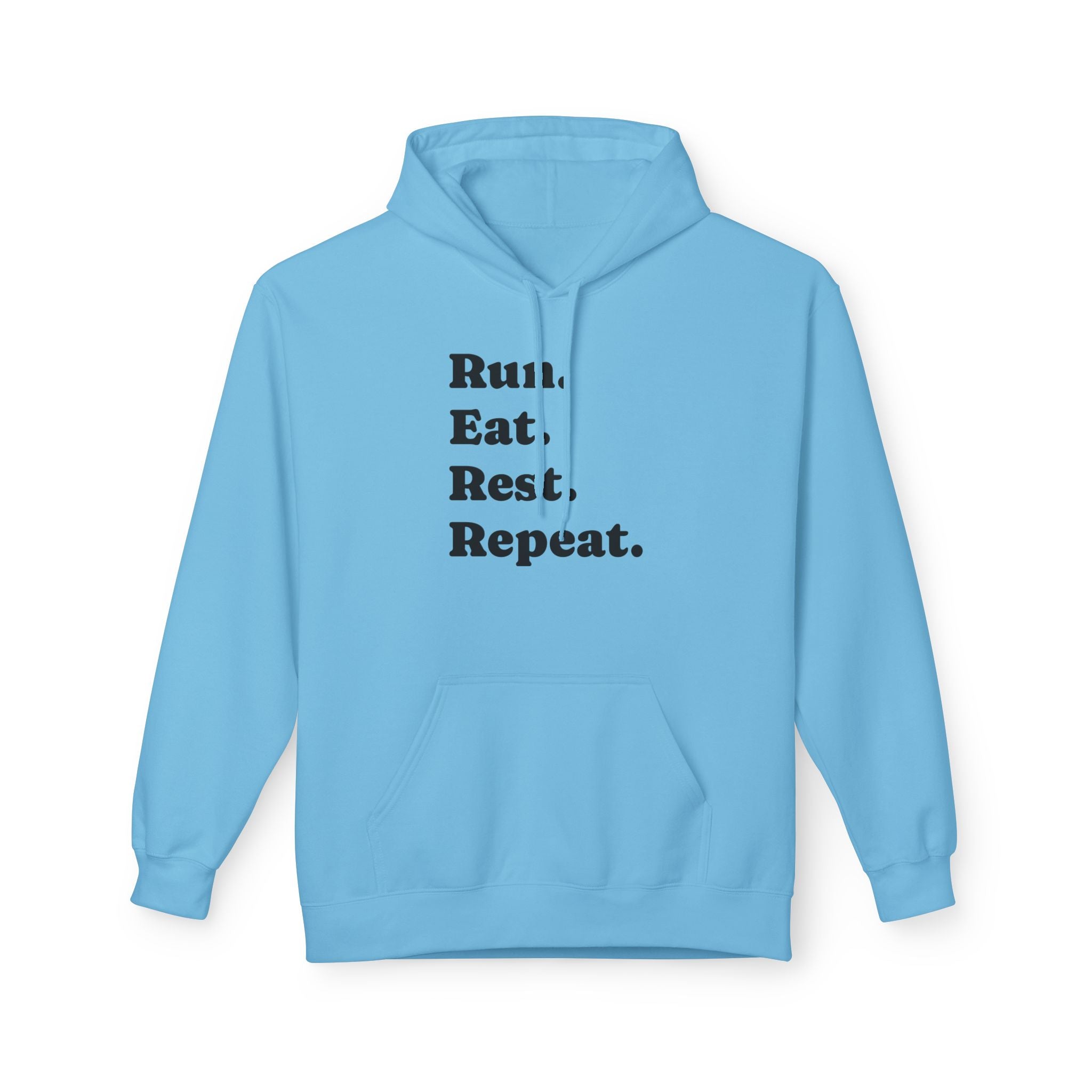 Run. Eat. Rest. Repeat. Hoodie — Minimalist Runner Sweatshirt