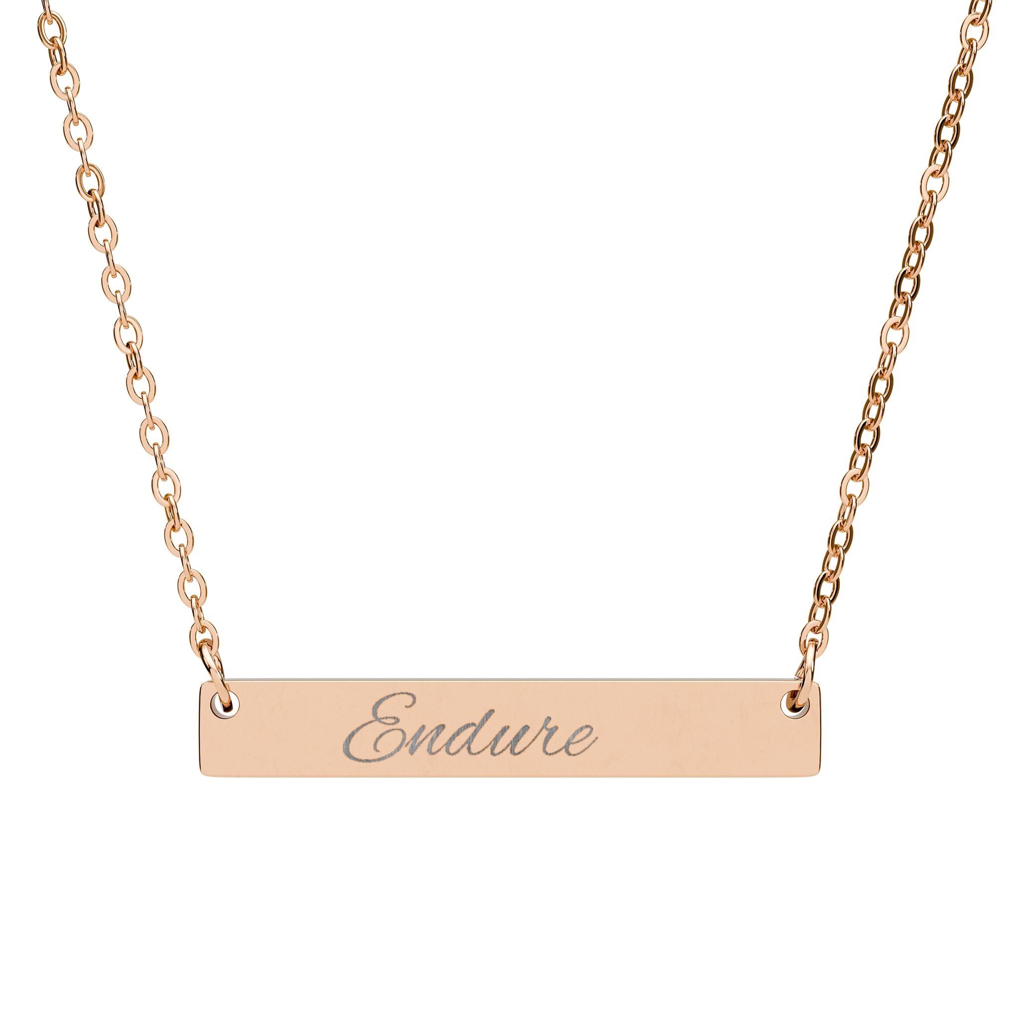 Engraved Horizontal Bar Necklace — Personalized 'Endure' Pendant