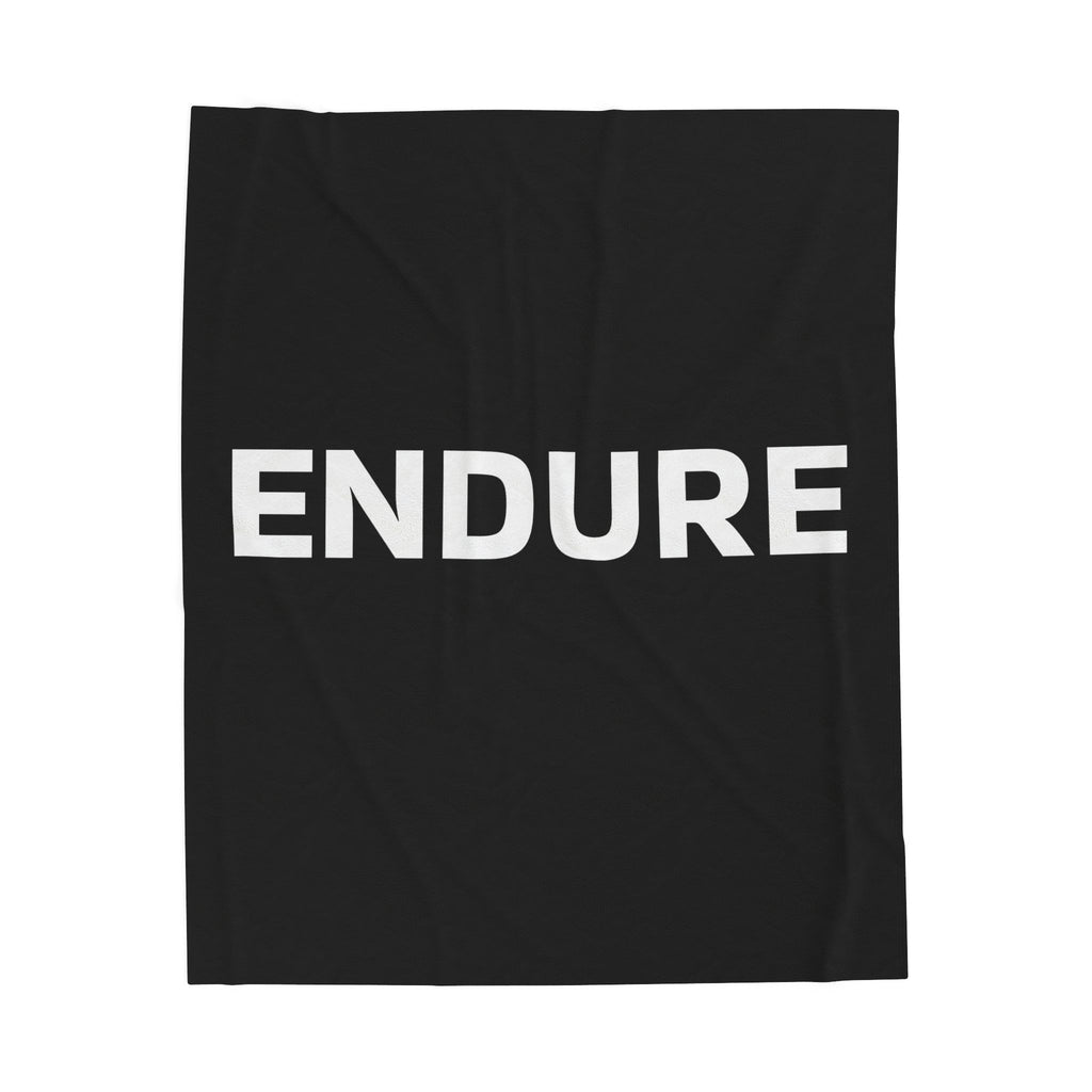 Endure Velveteen Plush Blanket — Inspirational Black & White Cozy Throw