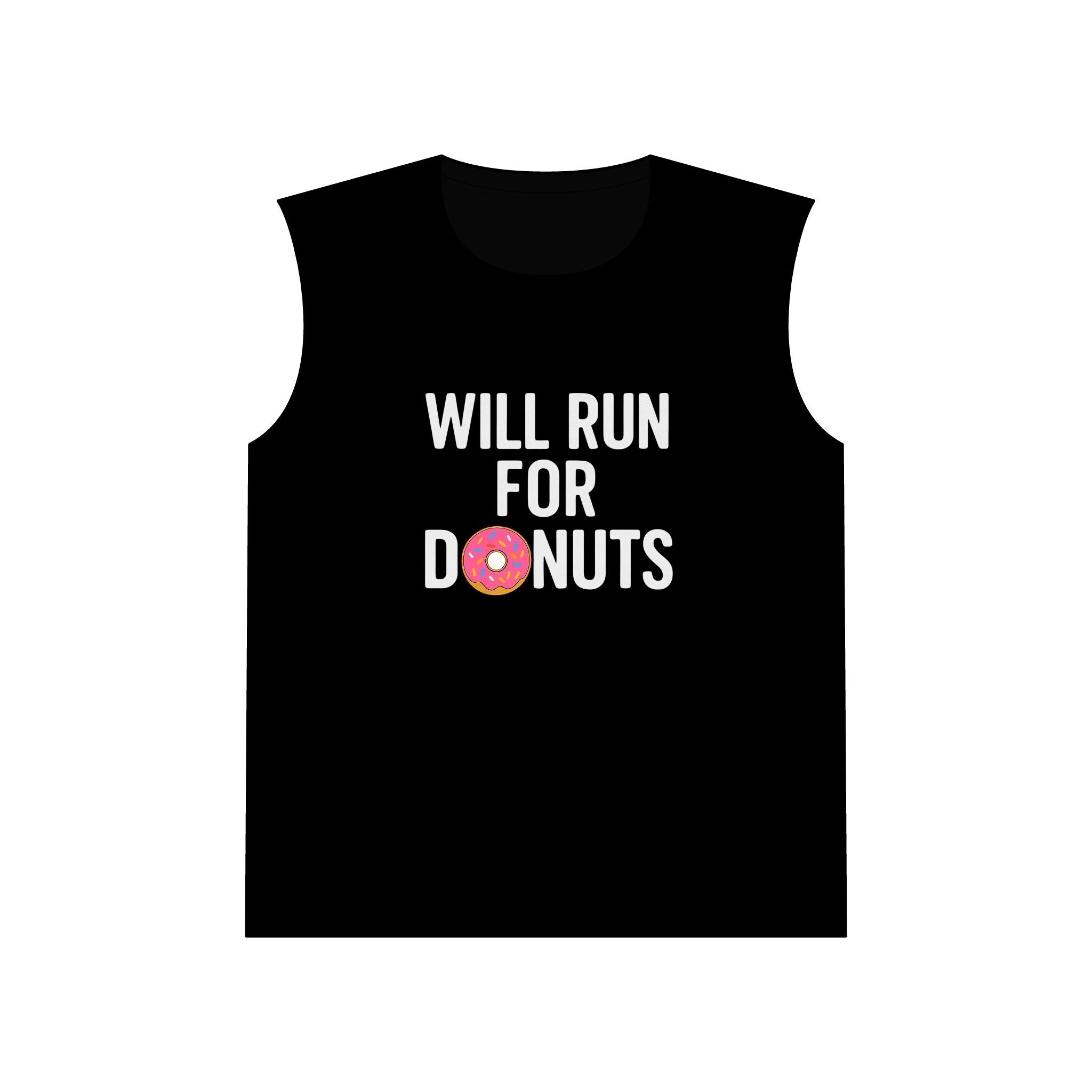 Will Run for Donuts Muscle Tank — Funny Running Workout Tank Top