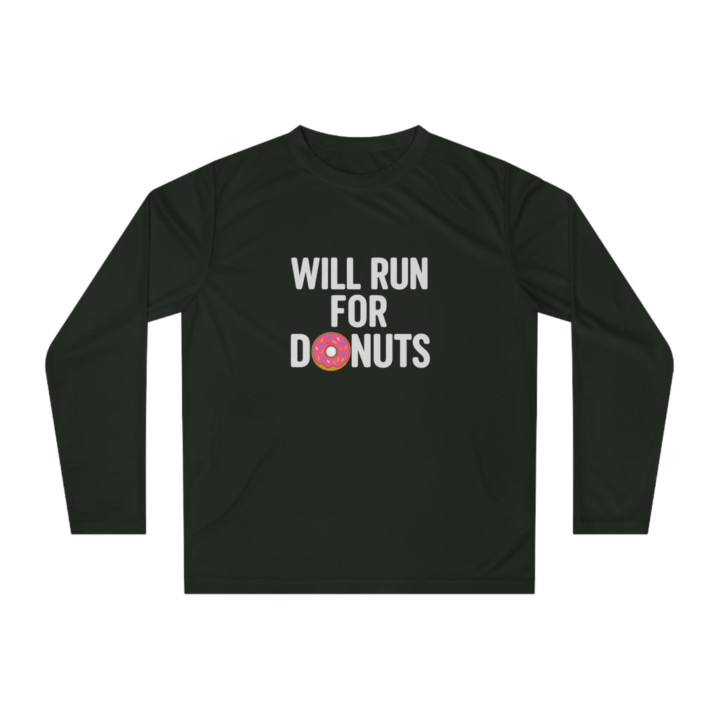 Will Run for Donuts Performance Long Sleeve Shirt - Best Run Yet Apparel and Gifts