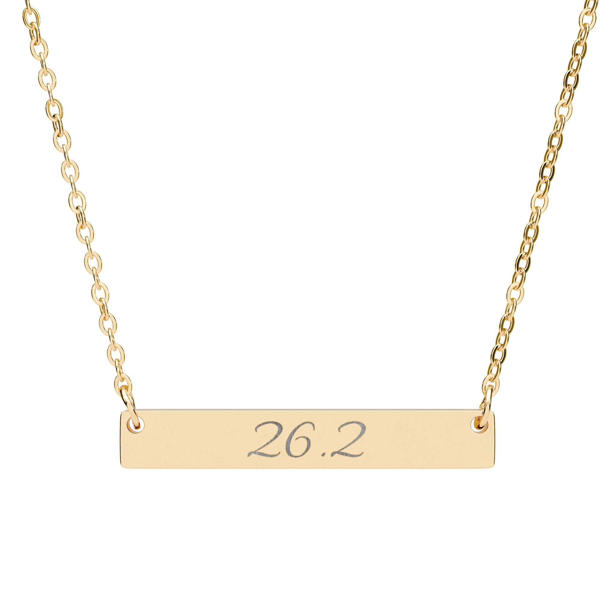 Engraved Bar Necklace — Personalized Horizontal Pendant (e.g., "26.2") - Best Run Yet Apparel and Gifts
