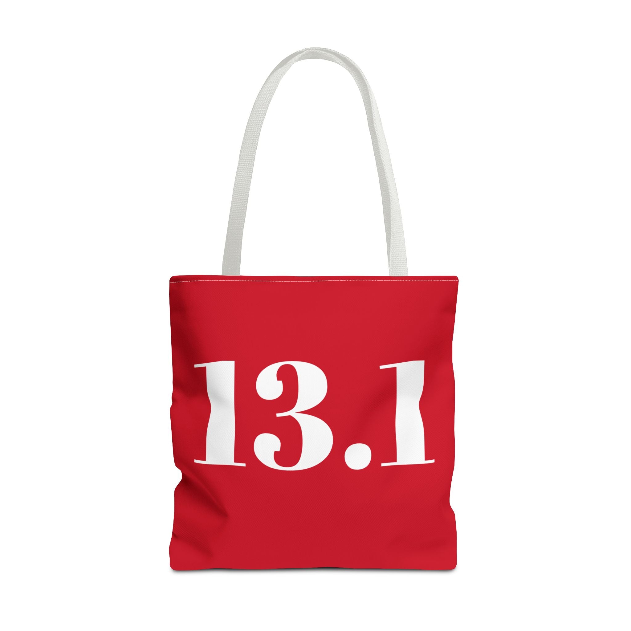 13.1 Half Marathon Runner Tote Bag — Red Race Day Canvas Shopping Bag