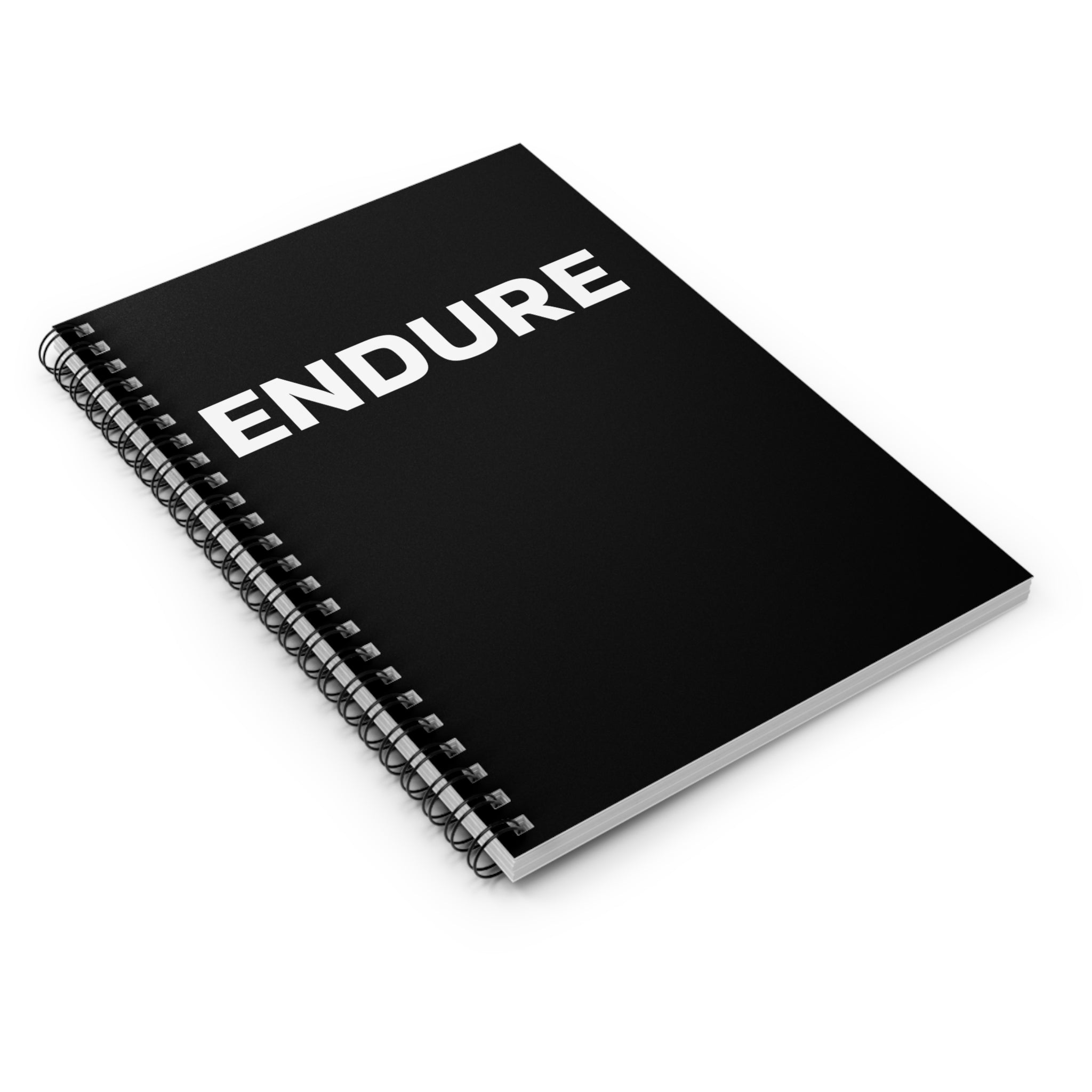 Endure Spiral Notebook — Motivational Black Ruled Journal