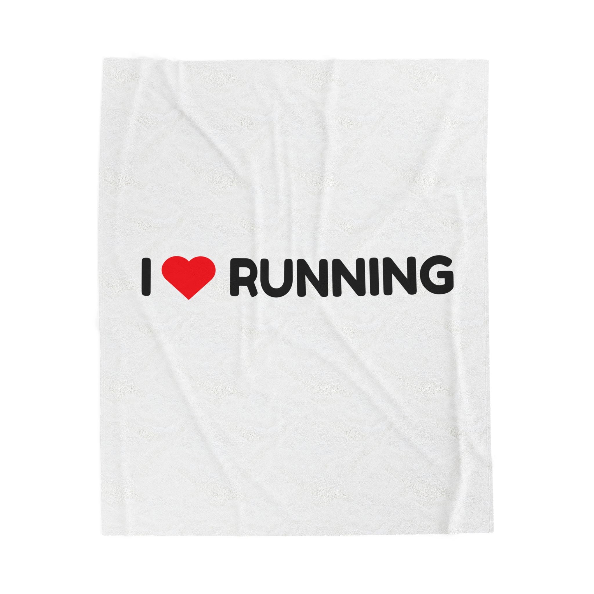 I Love Running Plush Blanket — Soft Velveteen Throw for Runners & Sports Fans