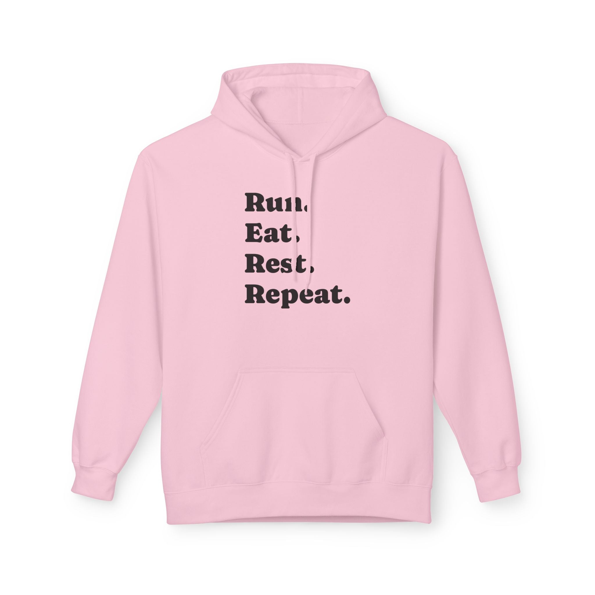Run. Eat. Rest. Repeat. Hoodie — Minimalist Runner Sweatshirt