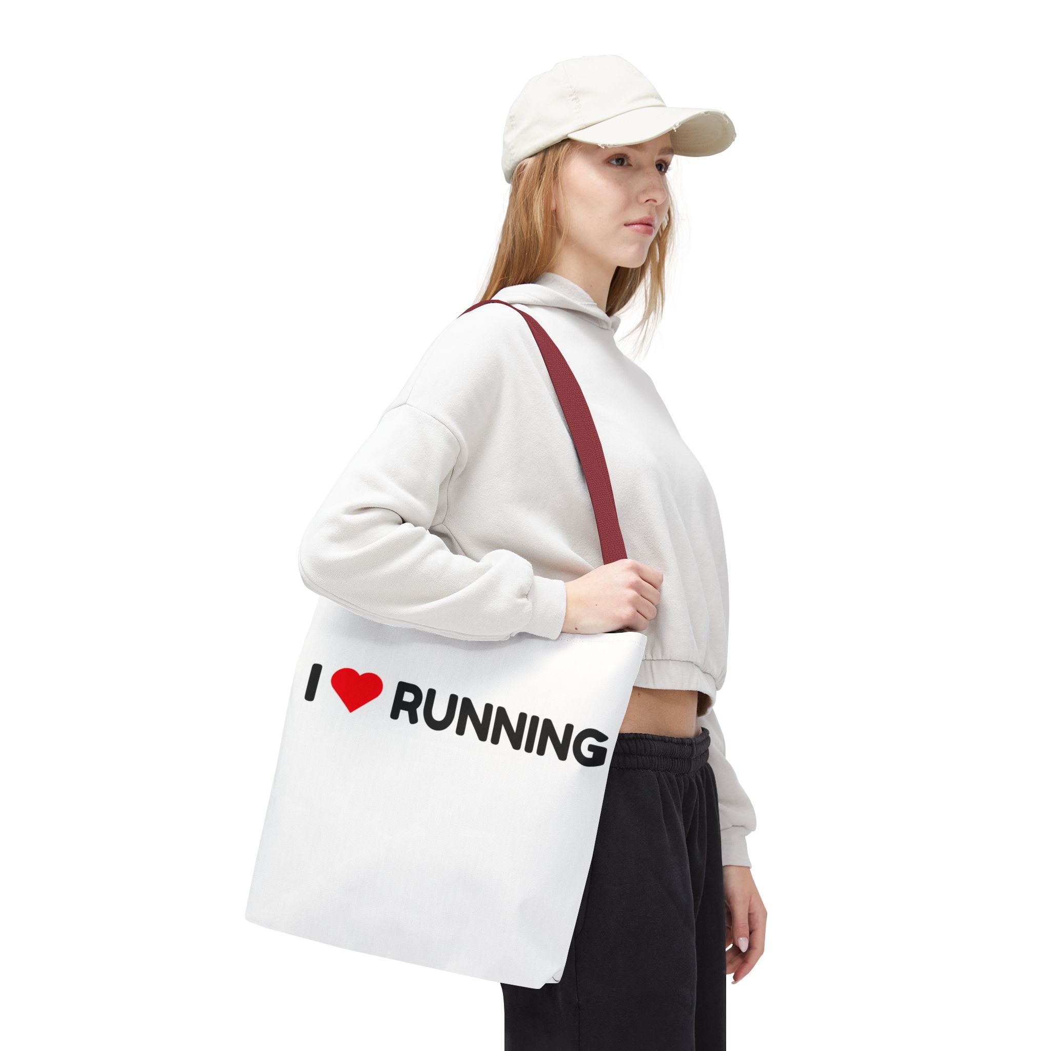 I Heart Running Tote Bag – Lightweight Runner Canvas Tote, Gym & Race Day Bag
