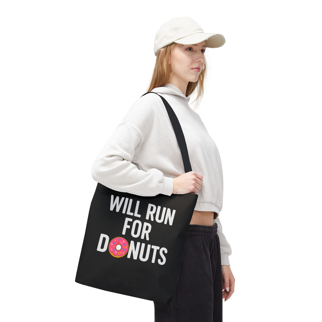 Tote Bag — "Will Run For Donuts" Funny Running Tote for Runners & Donut Lovers - Best Run Yet Apparel and Gifts