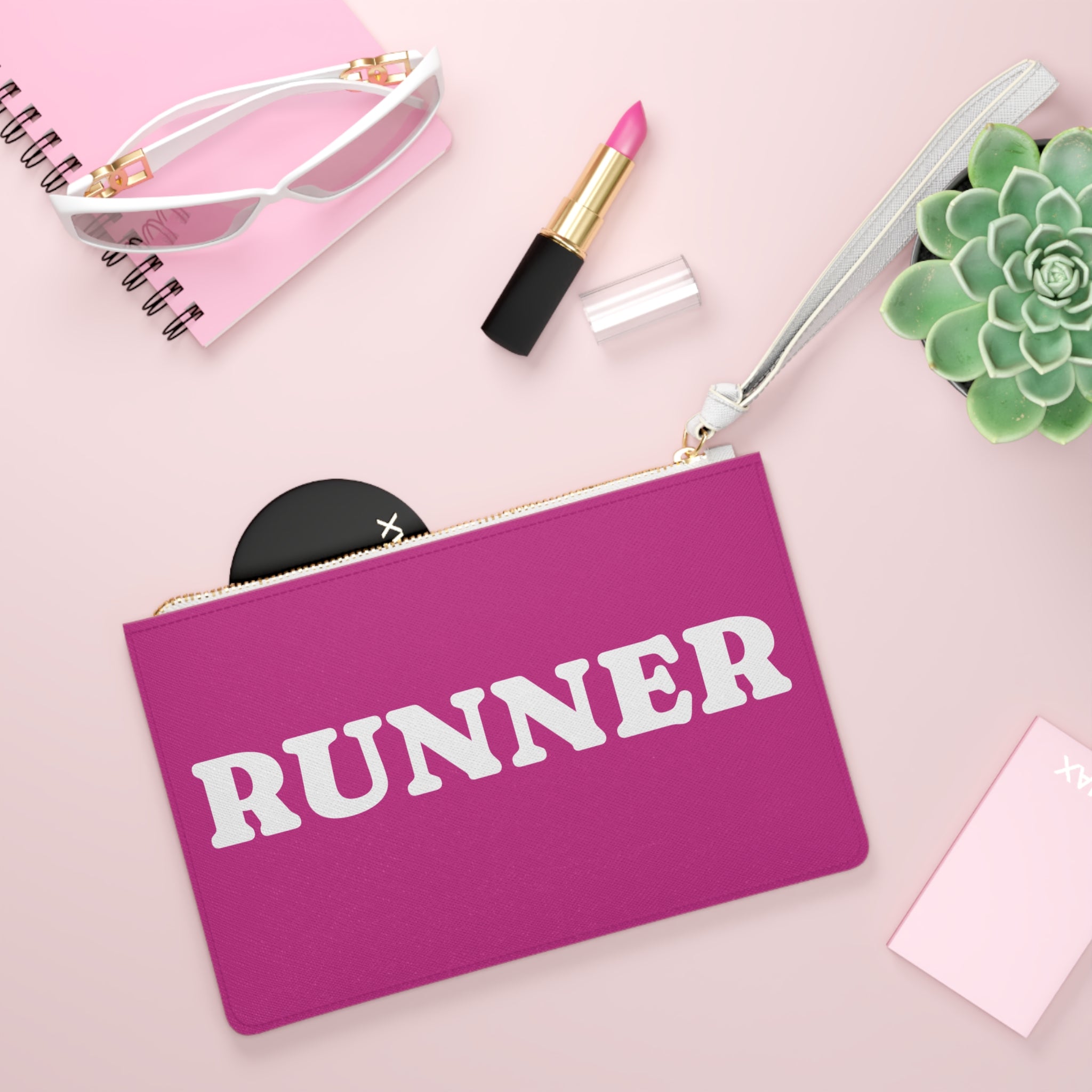 Runner Clutch Bag — Bold Pink Wristlet for Runners & Fitness Enthusiasts