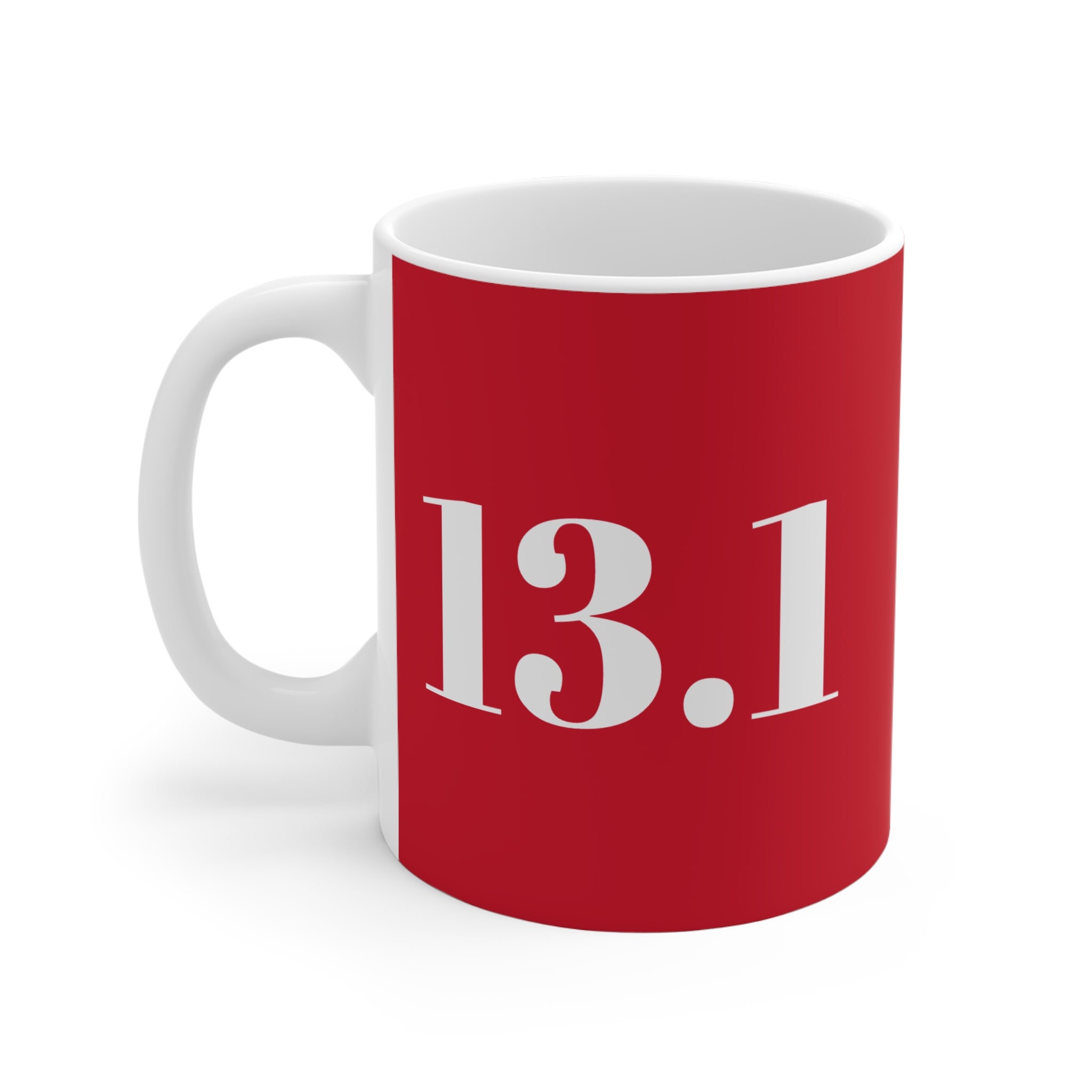 13.1 Marathon Runner Mug – Red Ceramic 11oz Gift for Half Marathoners - Best Run Yet Apparel and Gifts
