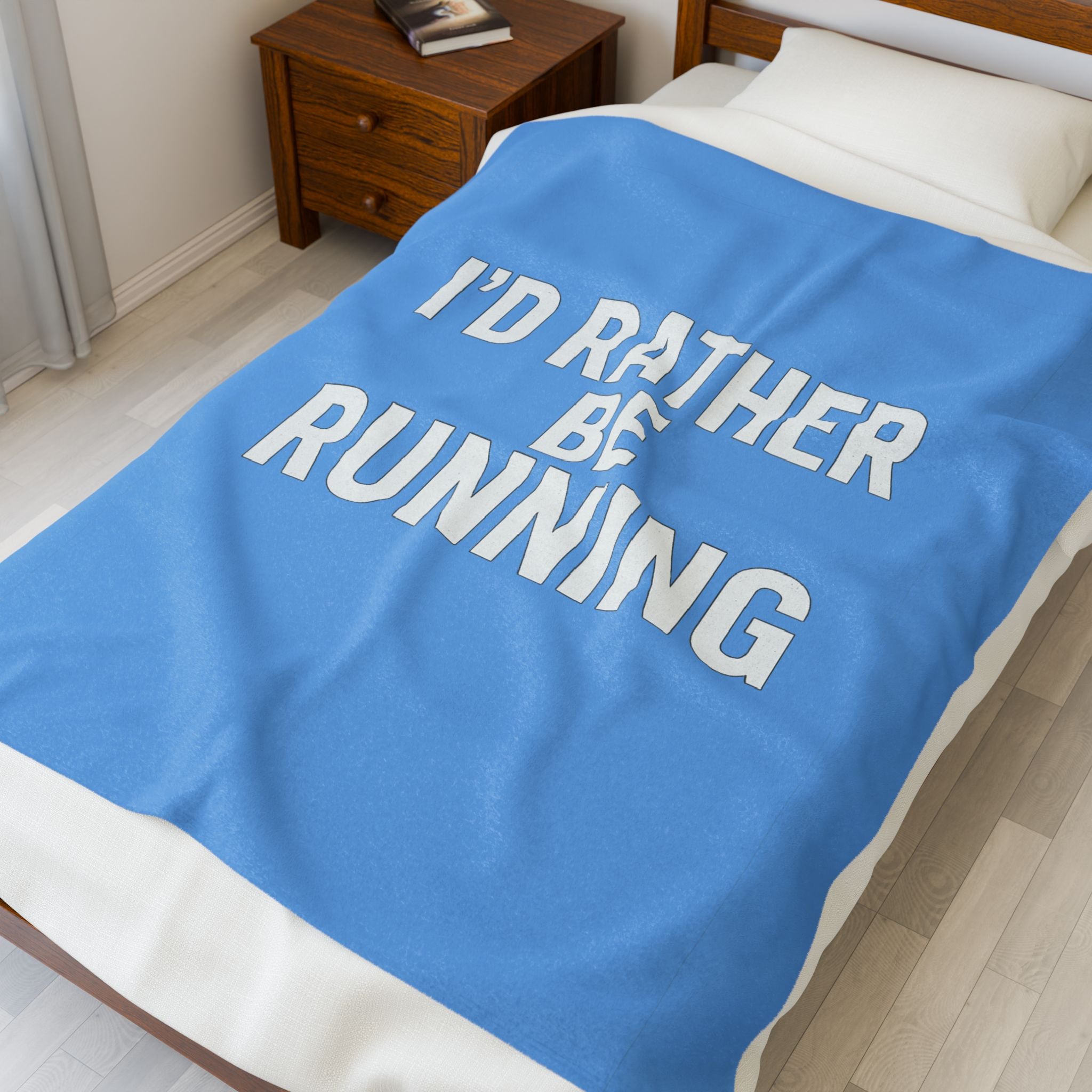 Velveteen Blanket - "I'd Rather Be Running" Plush Throw for Runners & Fitness Lovers - Best Run Yet Apparel and Gifts