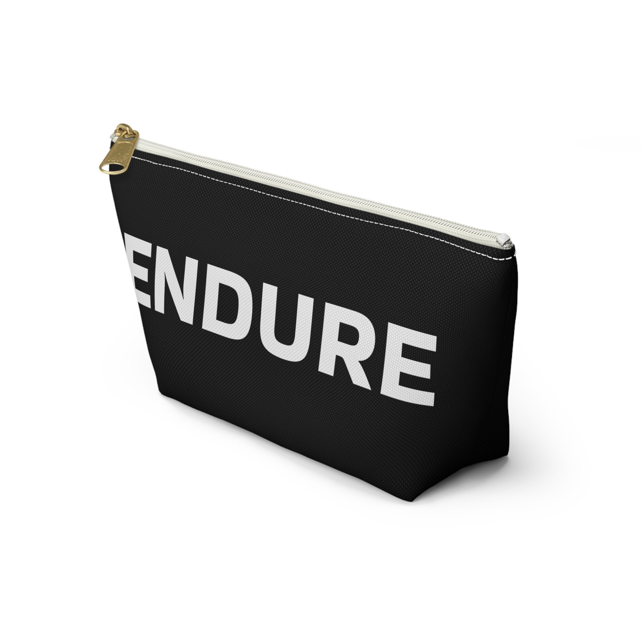 Endure Accessory Pouch — Black T-Bottom Zip Pouch with 'ENDURE' Text