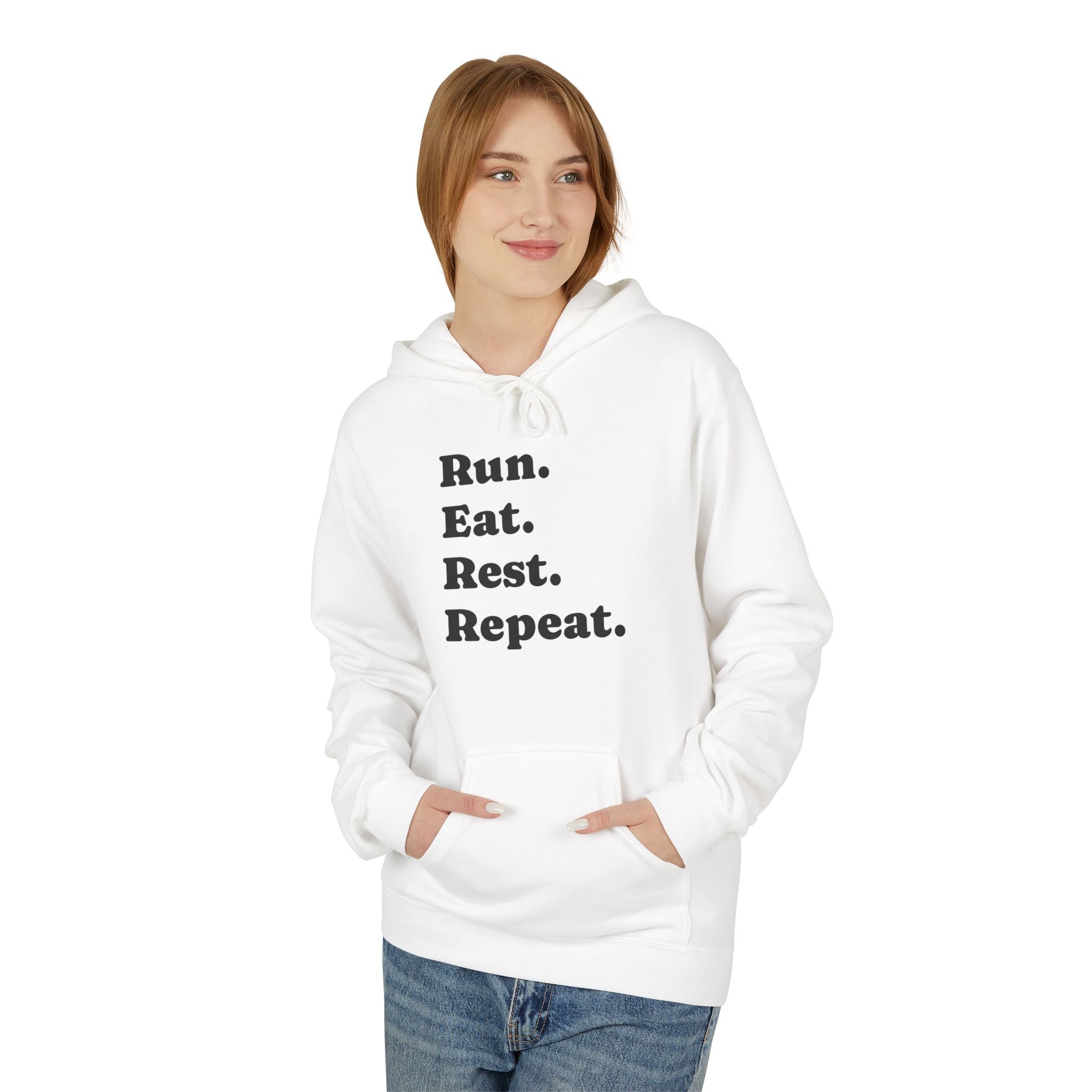Run. Eat. Rest. Repeat. Hoodie — Minimalist Runner Sweatshirt - Best Run Yet Apparel and Gifts
