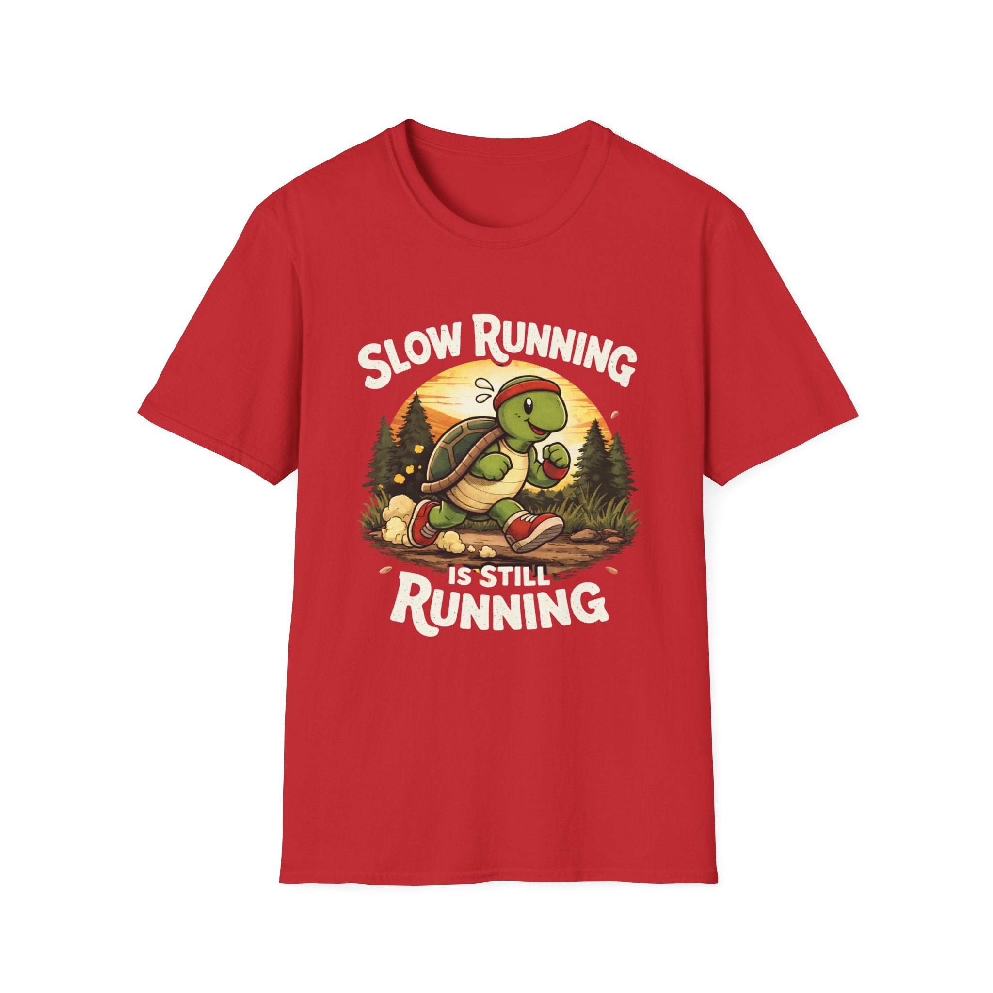 Slow Running Turtle Soft Style T-Shirt — "Slow Running Is Still Running" Motivational Running Tee
