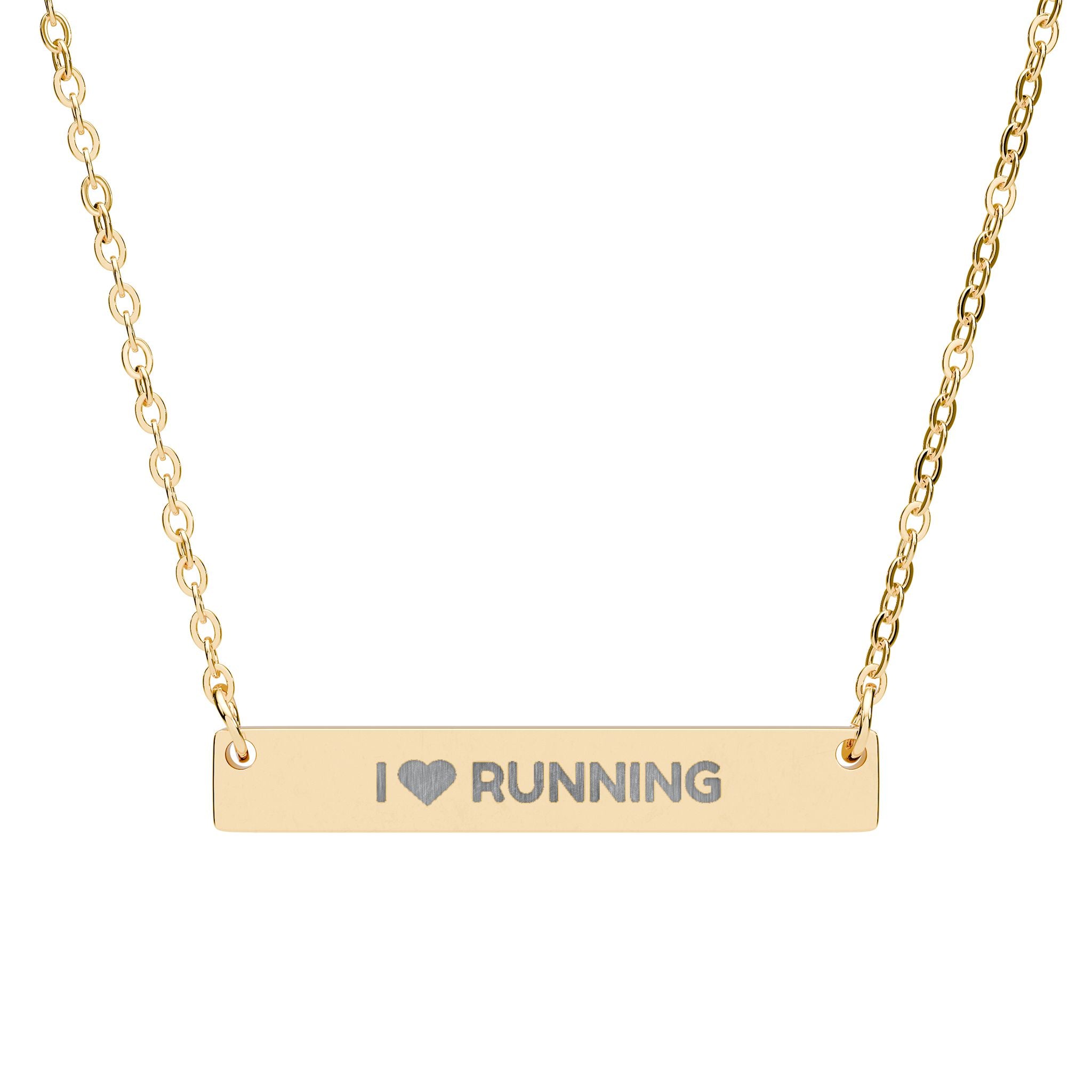 Engraved 'I Heart Running' Horizontal Bar Necklace — Personalized Fitness Jewelry