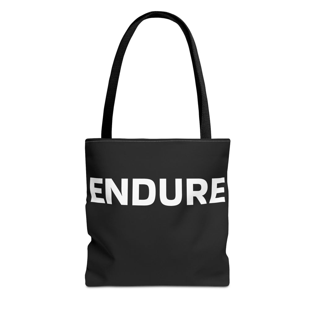 Endure Black Motivational Tote Bag — Durable Everyday Canvas Carryall