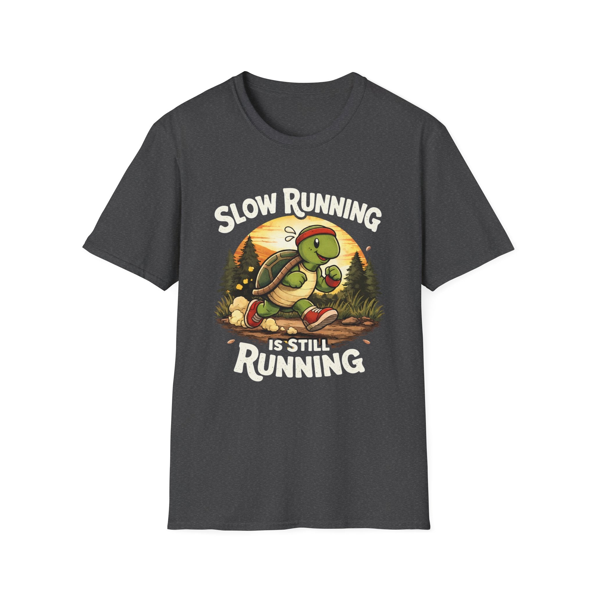 Slow Running Turtle Soft Style T-Shirt — "Slow Running Is Still Running" Motivational Running Tee