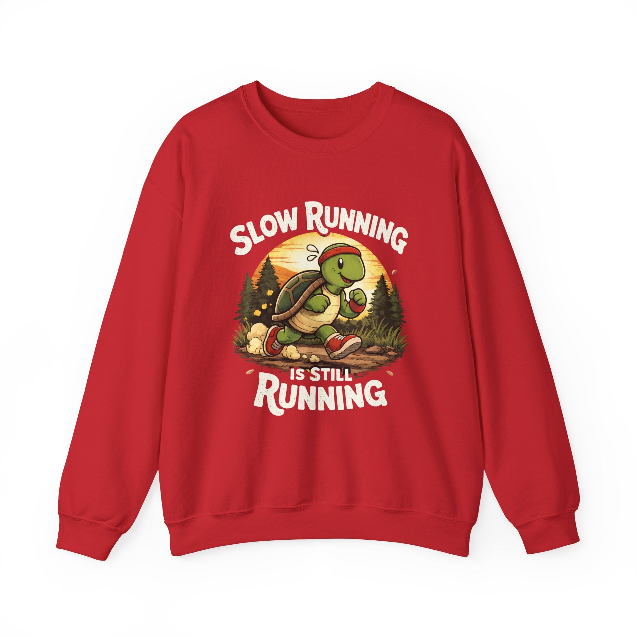 Slow Running Turtle Crewneck Sweatshirt — "Slow Running Is Still Running" Funny Running Shirt