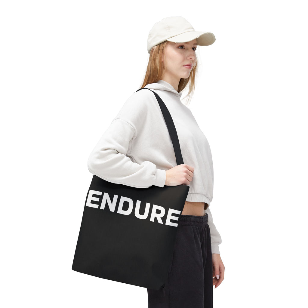 Endure Black Motivational Tote Bag — Durable Everyday Canvas Carryall