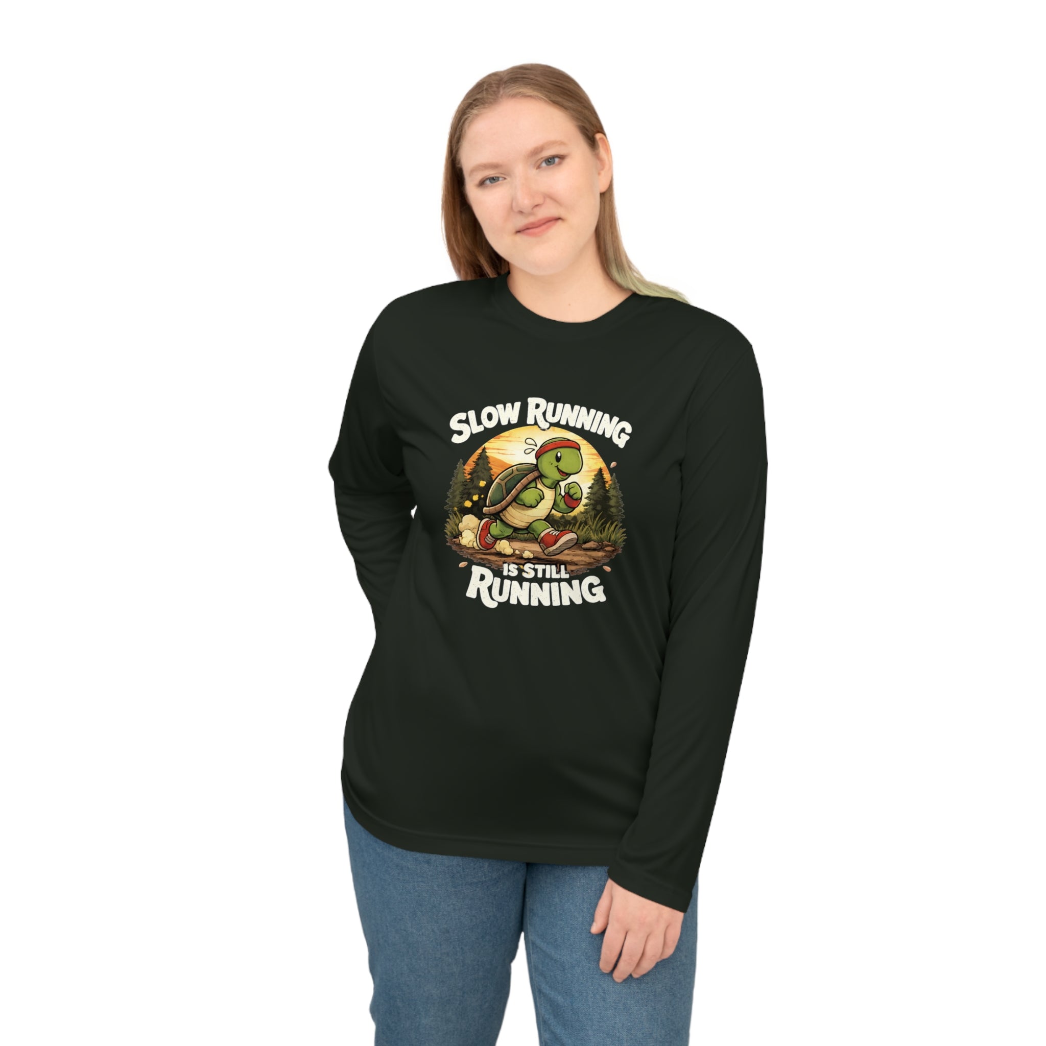 Slow Running Turtle Long Sleeve Shirt - “Slow Running Still Running” Athletic Tee