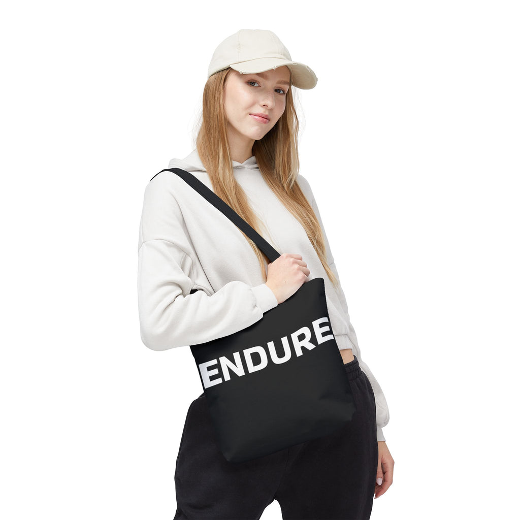 Endure Black Motivational Tote Bag — Durable Everyday Canvas Carryall