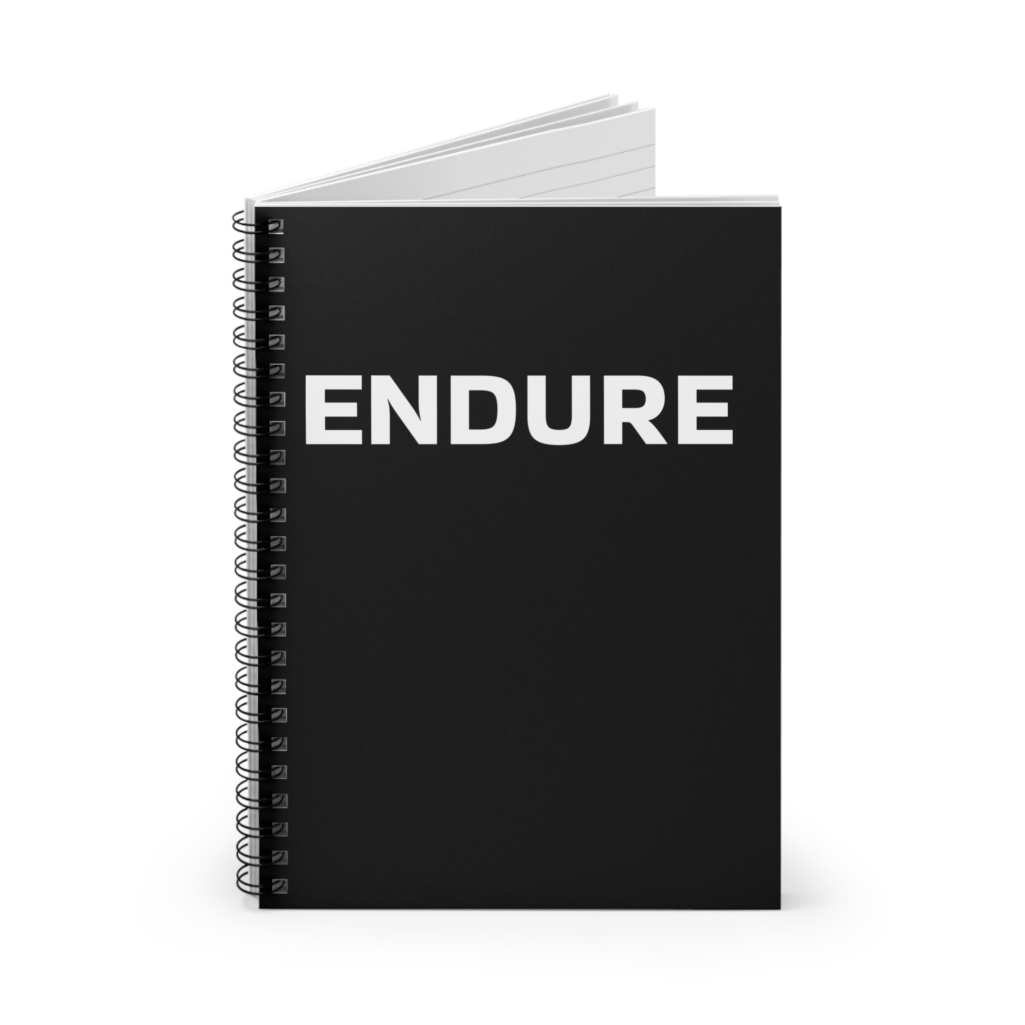 Endure Spiral Notebook — Motivational Black Ruled Journal