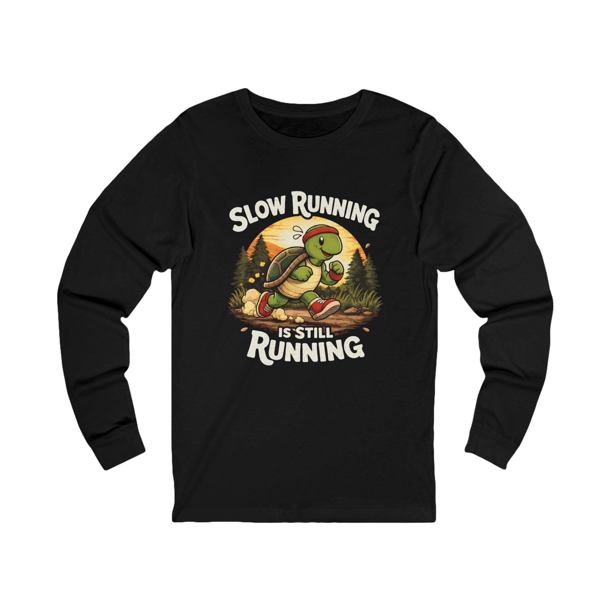 Slow Running Turtle Long Sleeve Tee — "Slow Running Is Still Running" Casual Running Shirt
