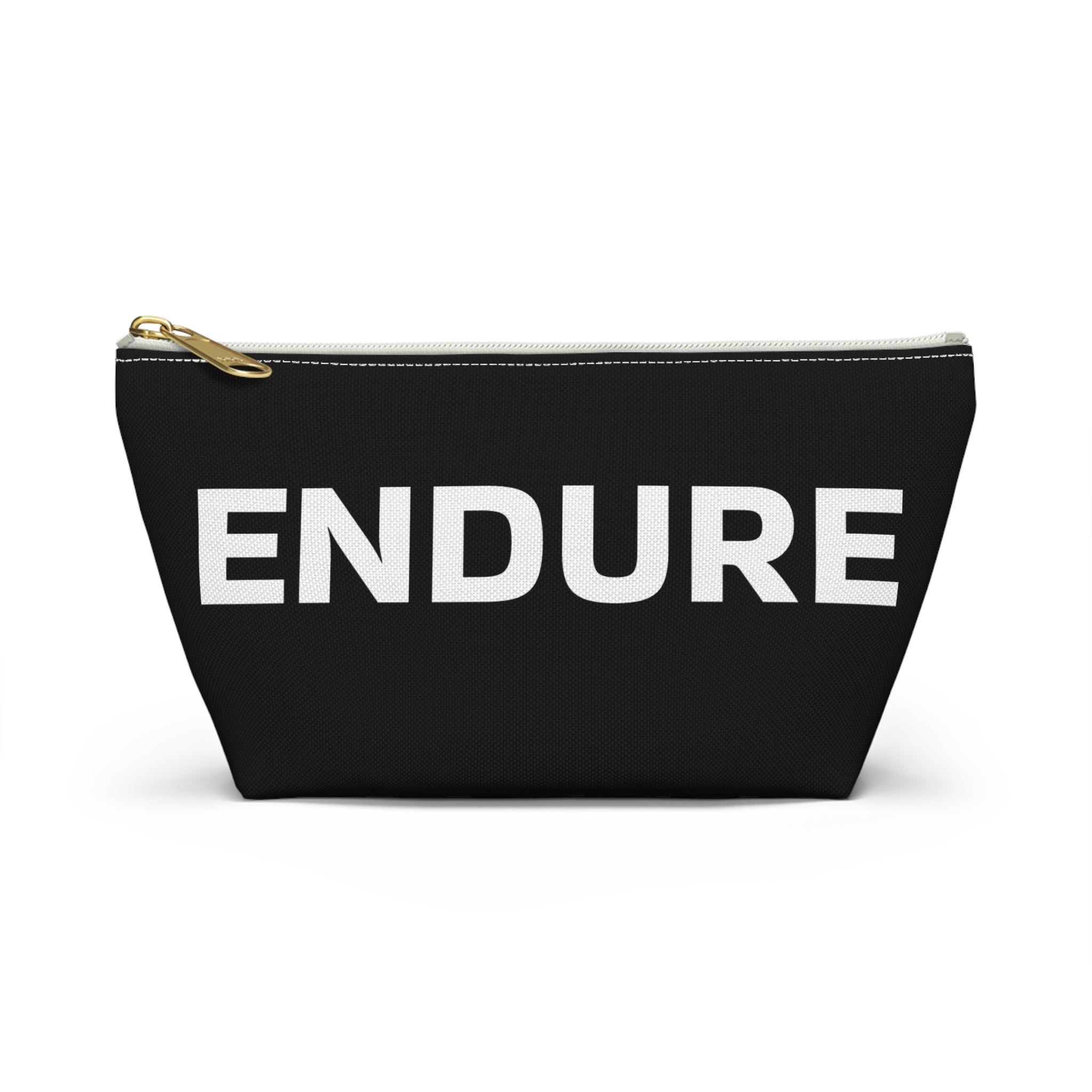 Endure Accessory Pouch — Black T-Bottom Zip Pouch with 'ENDURE' Text
