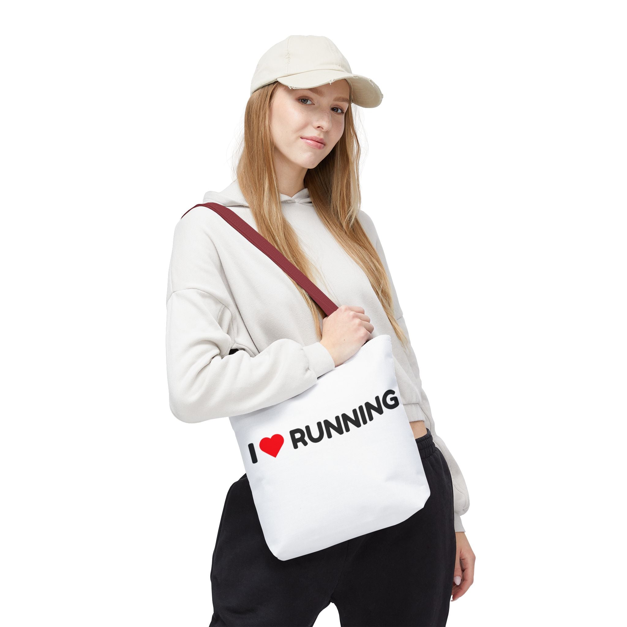 I Heart Running Tote Bag – Lightweight Runner Canvas Tote, Gym & Race Day Bag