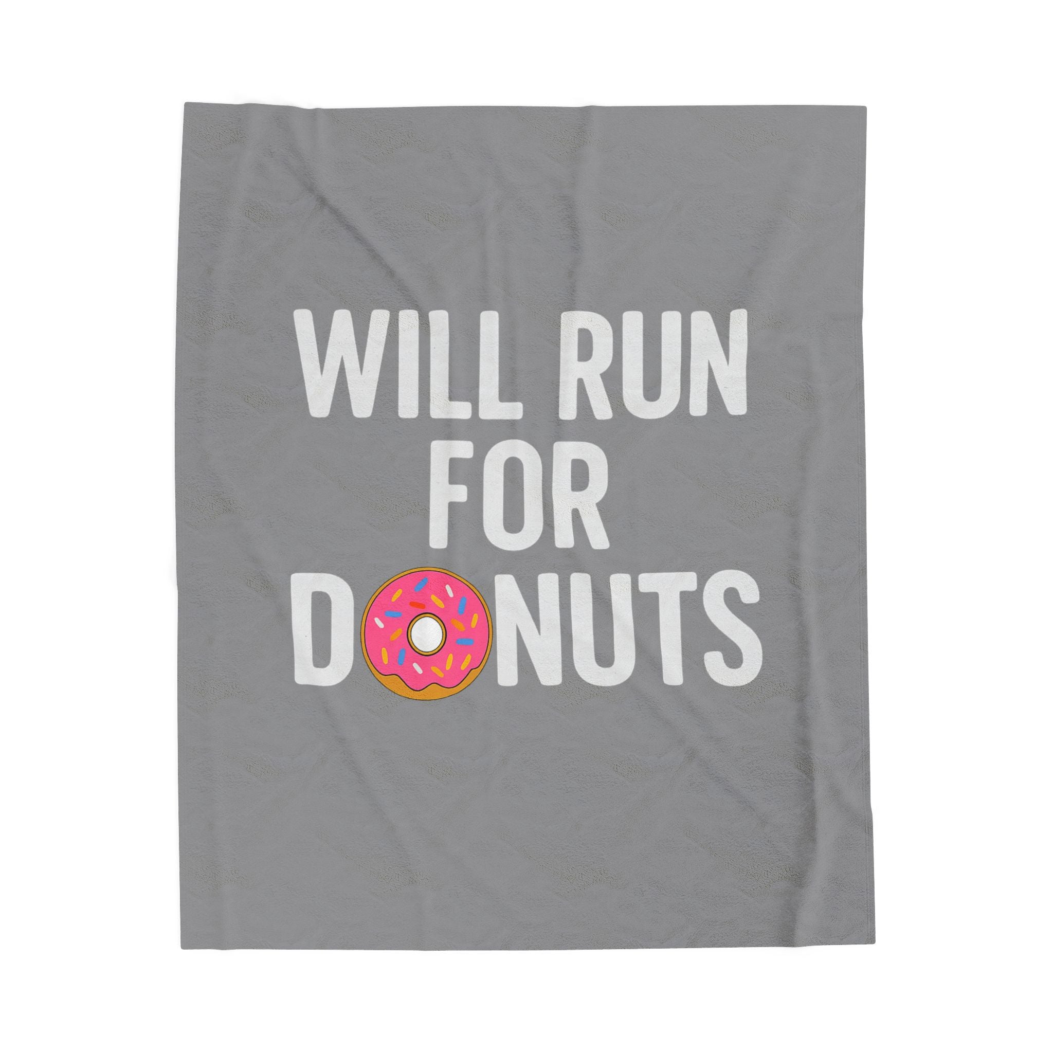 Velveteen Plush Blanket — "Will Run for Donuts" Funny Cozy Throw - Best Run Yet Apparel and Gifts