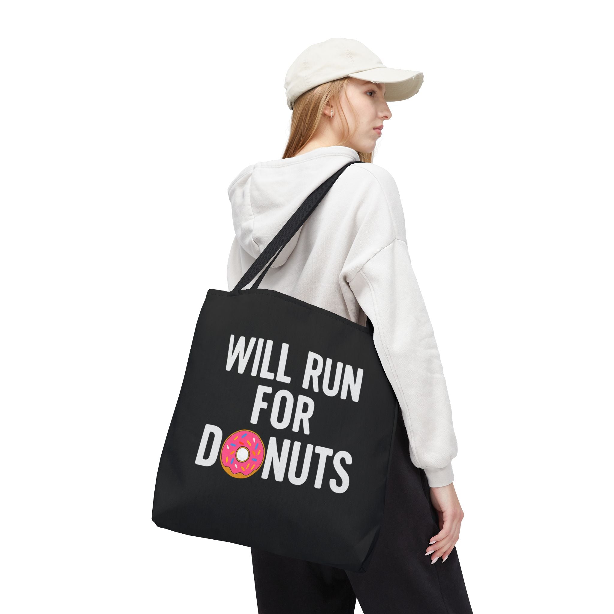 Tote Bag — "Will Run For Donuts" Funny Running Tote for Runners & Donut Lovers - Best Run Yet Apparel and Gifts