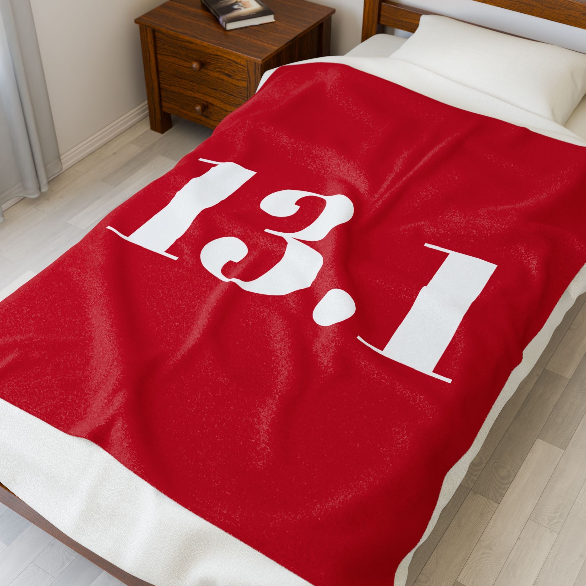 Plush Blanket - "13.1" Half Marathon Velveteen Throw - Best Run Yet Apparel and Gifts
