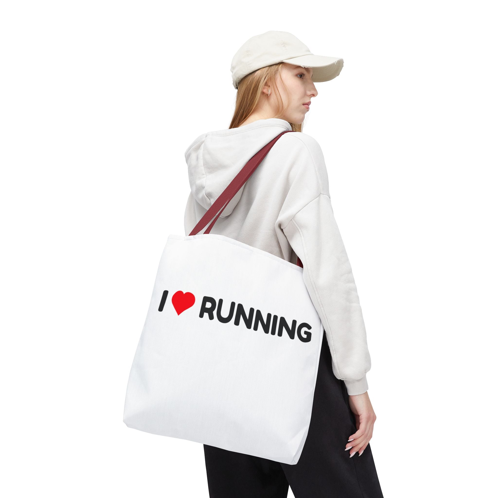 I Heart Running Tote Bag – Lightweight Runner Canvas Tote, Gym & Race Day Bag
