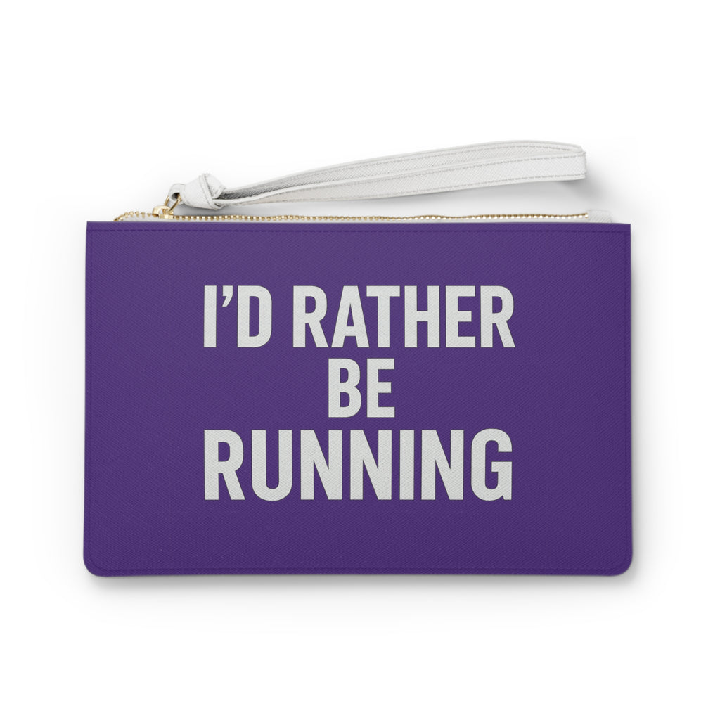 Running Clutch Bag — "I'd Rather Be Running" Zip Wristlet for Runners