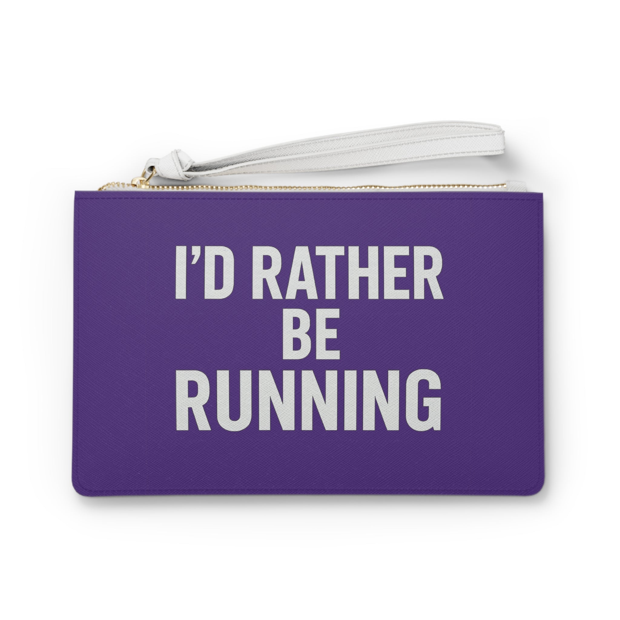 Running Clutch Bag — "I'd Rather Be Running" Zip Wristlet for Runners
