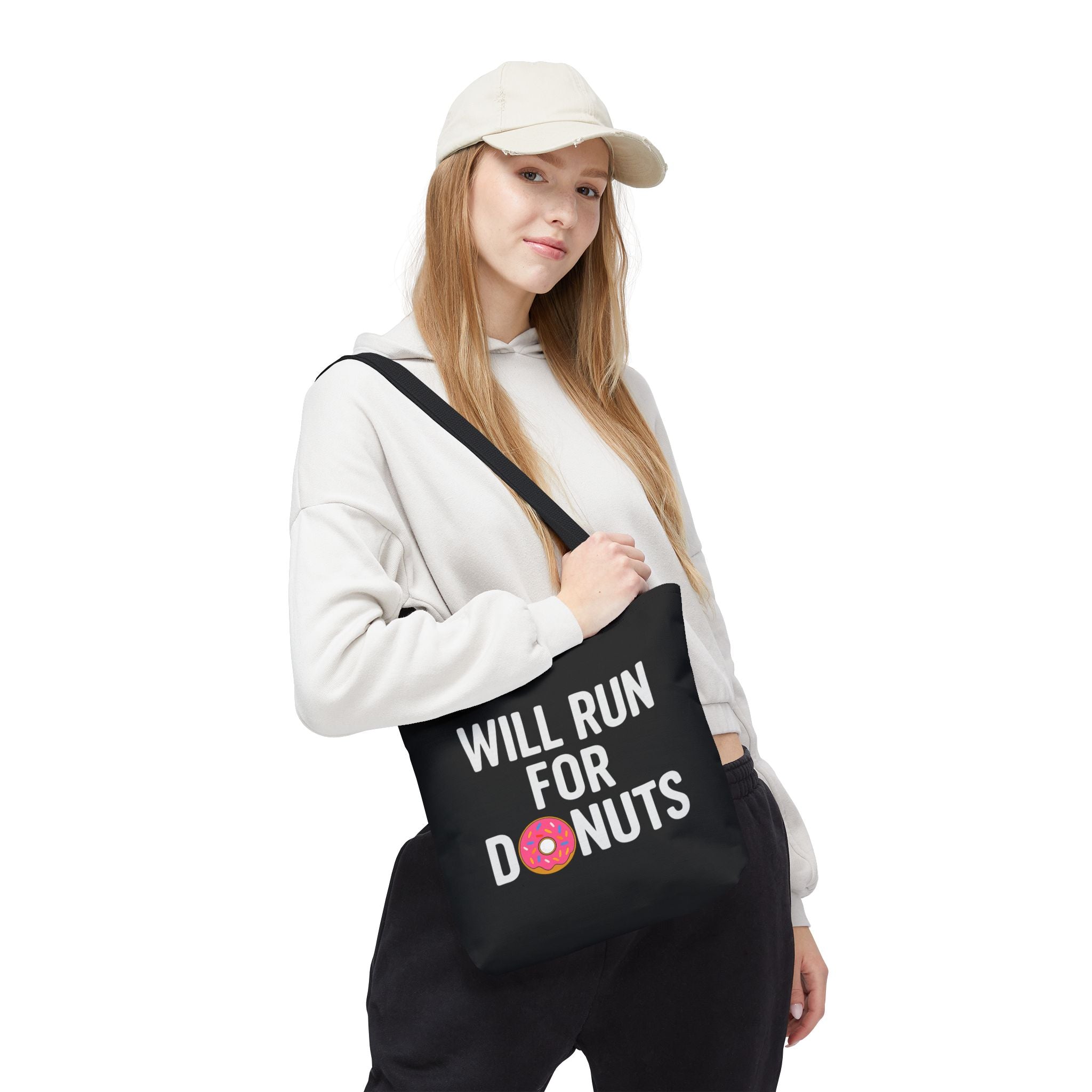 Tote Bag — "Will Run For Donuts" Funny Running Tote for Runners & Donut Lovers - Best Run Yet Apparel and Gifts