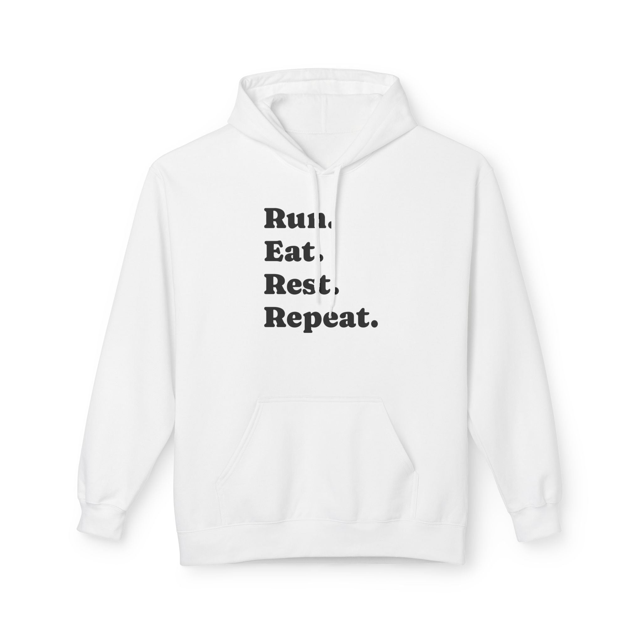Run. Eat. Rest. Repeat. Hoodie — Minimalist Runner Sweatshirt