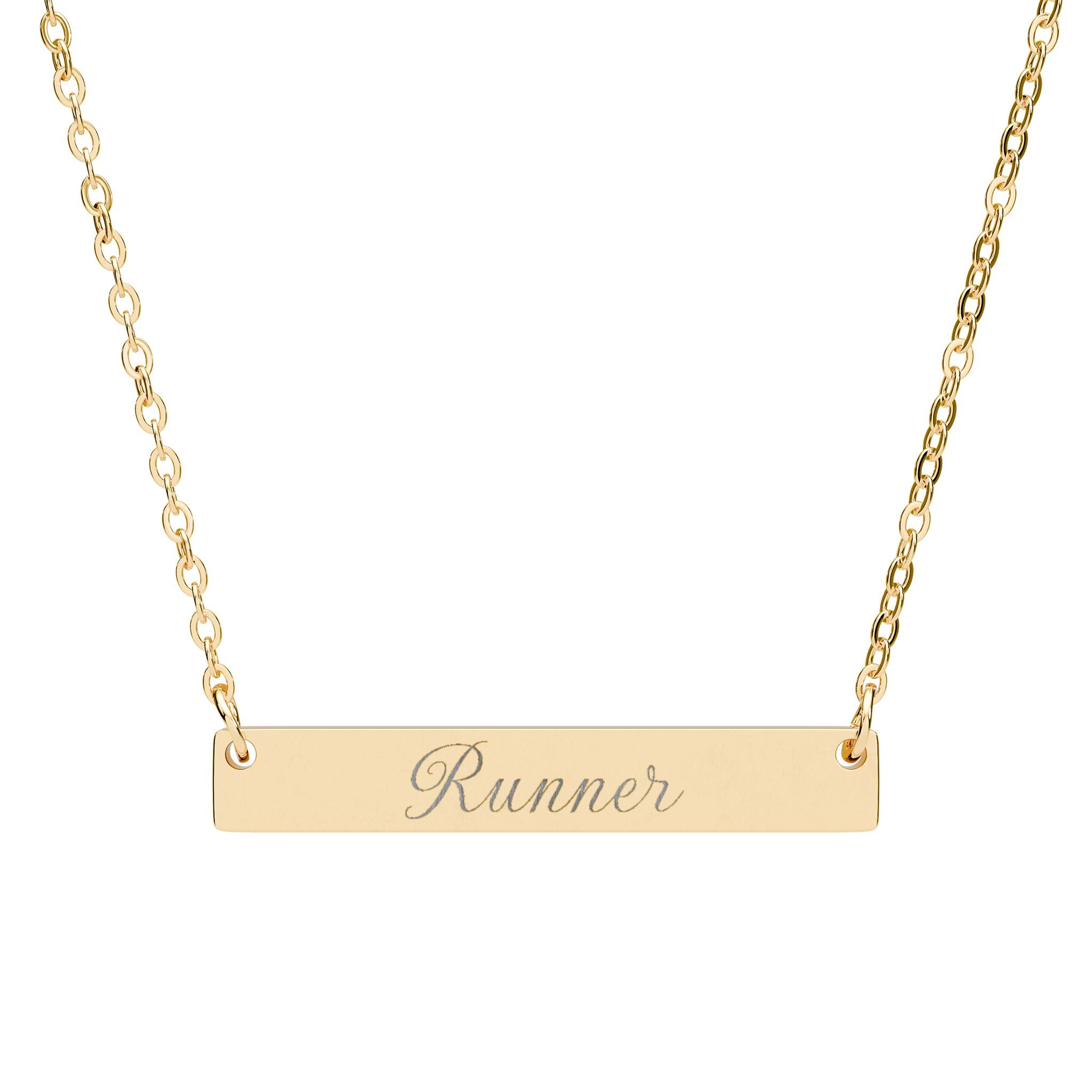 Engraved 'Runner' Horizontal Bar Necklace — Personalized Fitness Pendant (Silver or Rose Gold) - Best Run Yet Apparel and Gifts