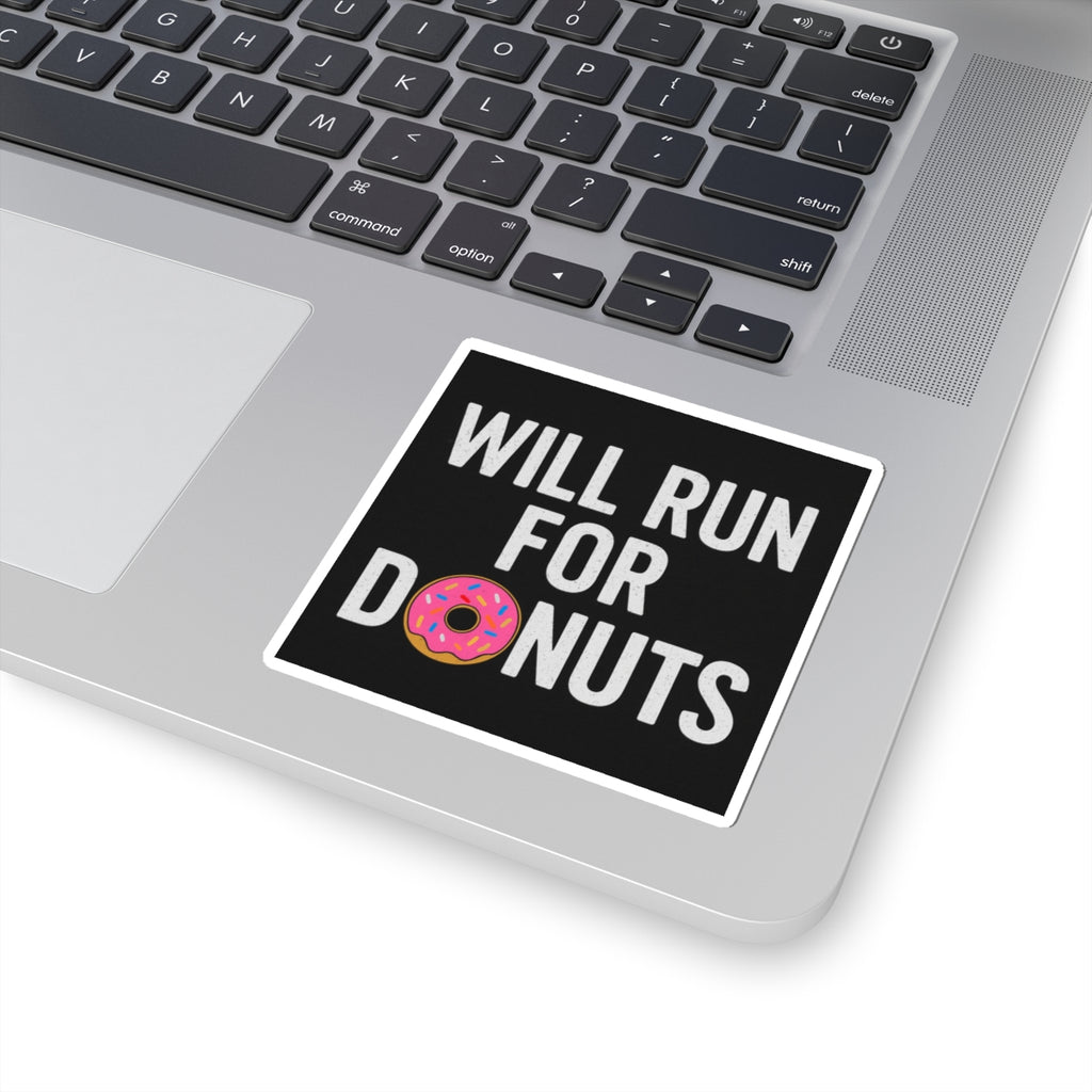 Will Run For Donuts Kiss-Cut Sticker — Funny Runner Humor Vinyl Sticker
