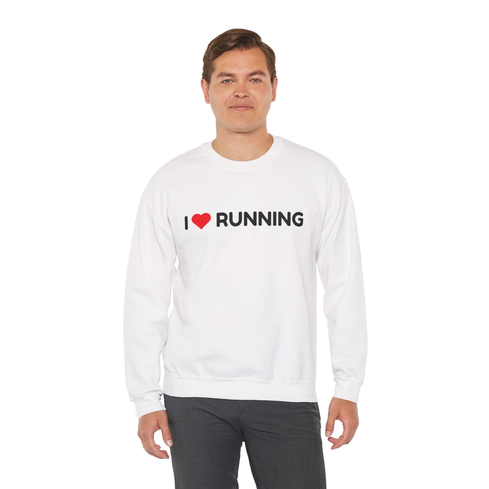 I Heart Running Crewneck Sweatshirt - Runner Gift, Athletic Casual Pullover