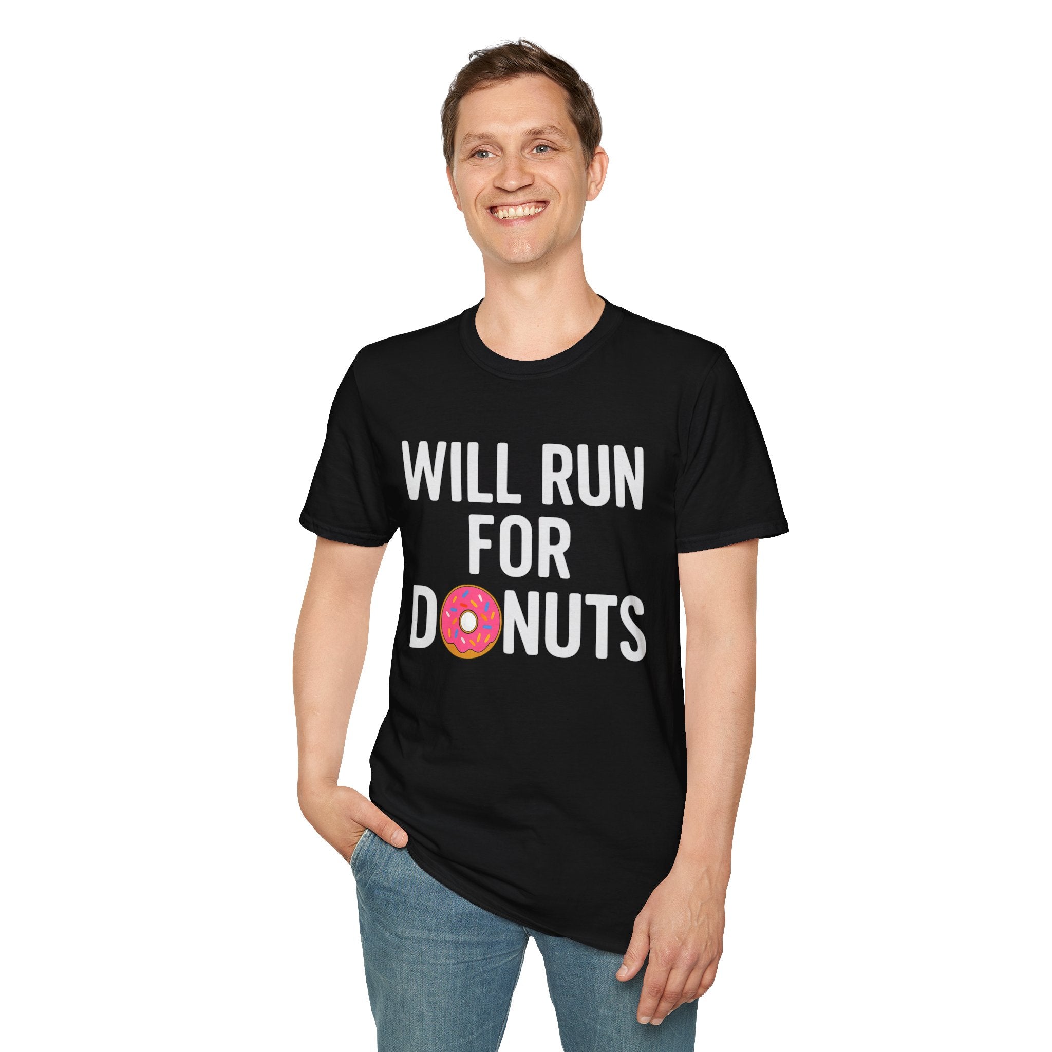 Will Run For Donuts Soft Style T-Shirt — Funny Running & Fitness Tee