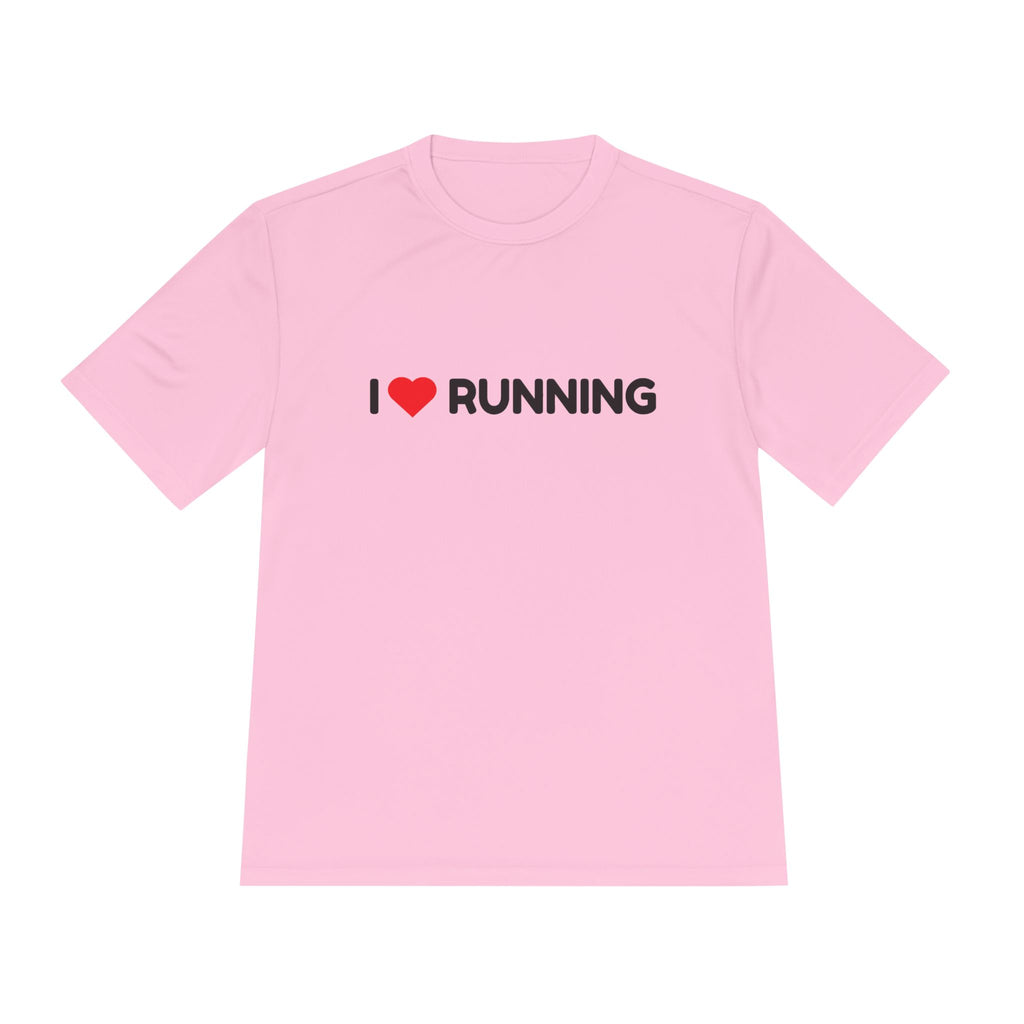 I Love Running Moisture-Wicking Tee — Lightweight Race & Training Shirt